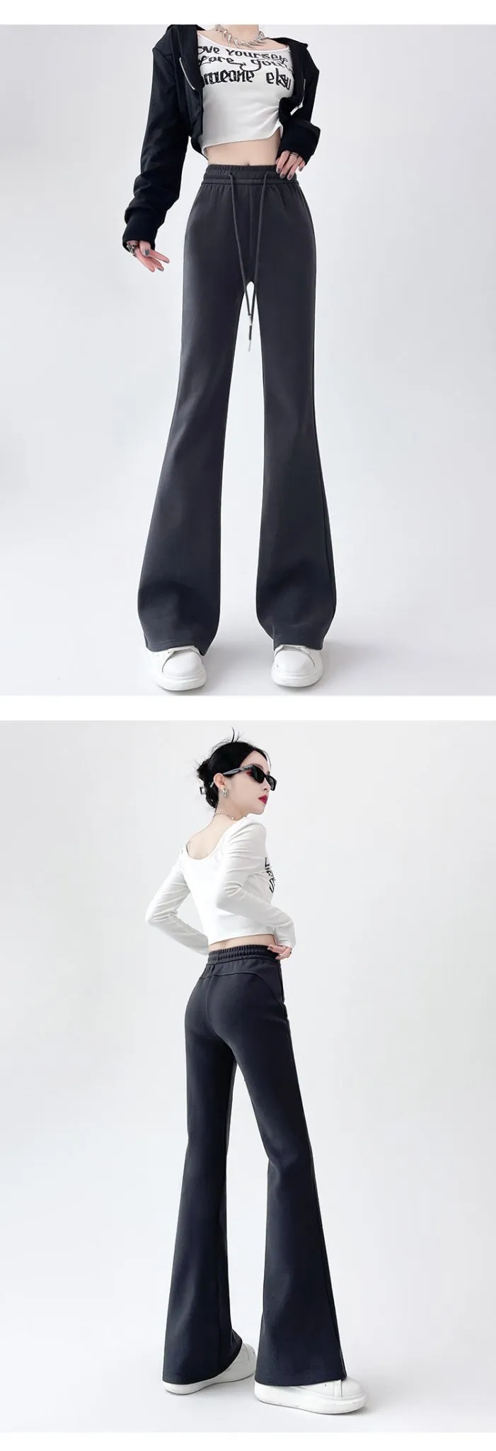 2024 New Casual Sweatpants High Waist Drape Horseshoe Pants