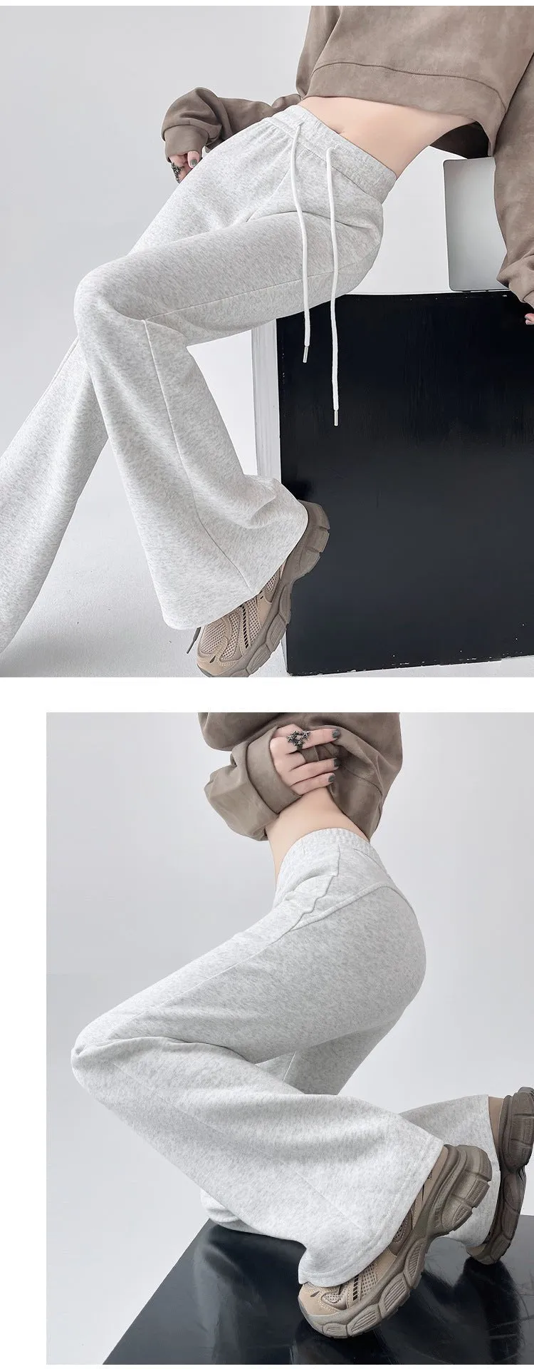 2024 New Casual Sweatpants High Waist Drape Horseshoe Pants