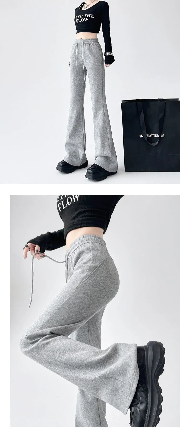 2024 New Casual Sweatpants High Waist Drape Horseshoe Pants