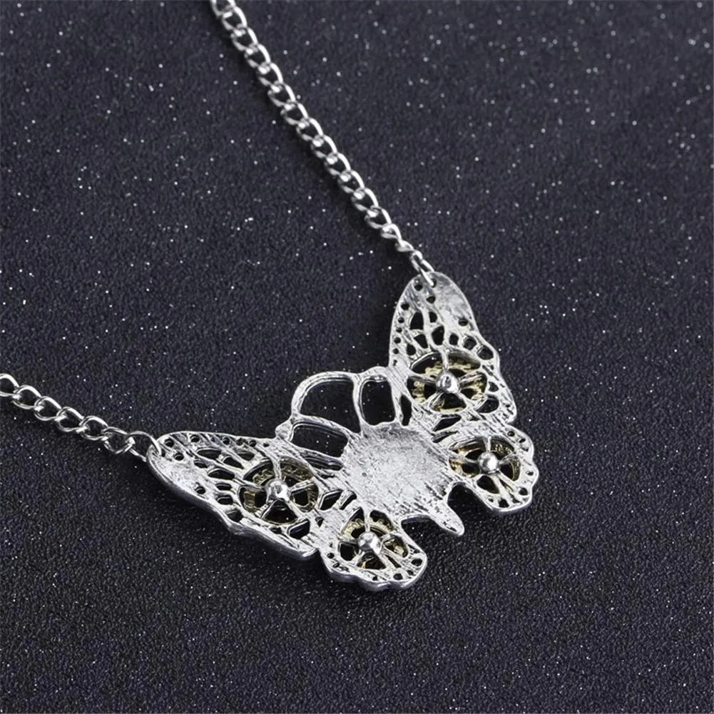 AILUOR Steampunk Gear Pendant Necklace, Punk Vintage Gothic Love Heart Owl Butterfly Bee Insect Chain Sweater Pendant Necklace Jewelry for Women Girl