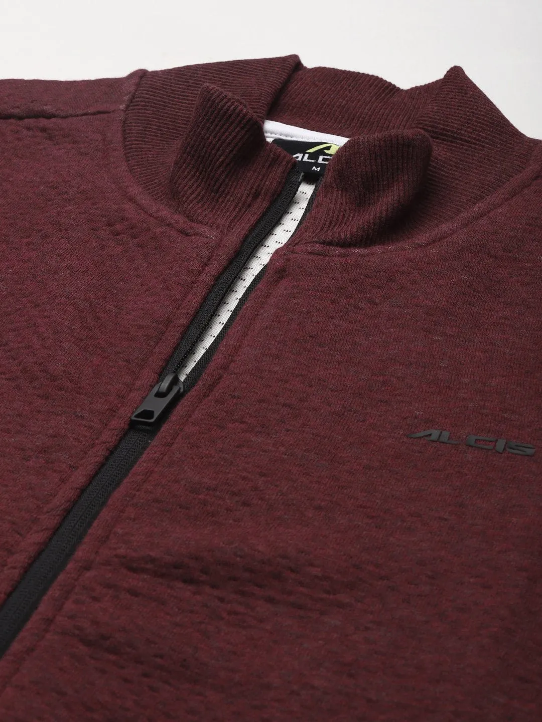 Alcis Men Burgundy Solid Cotton Jacket