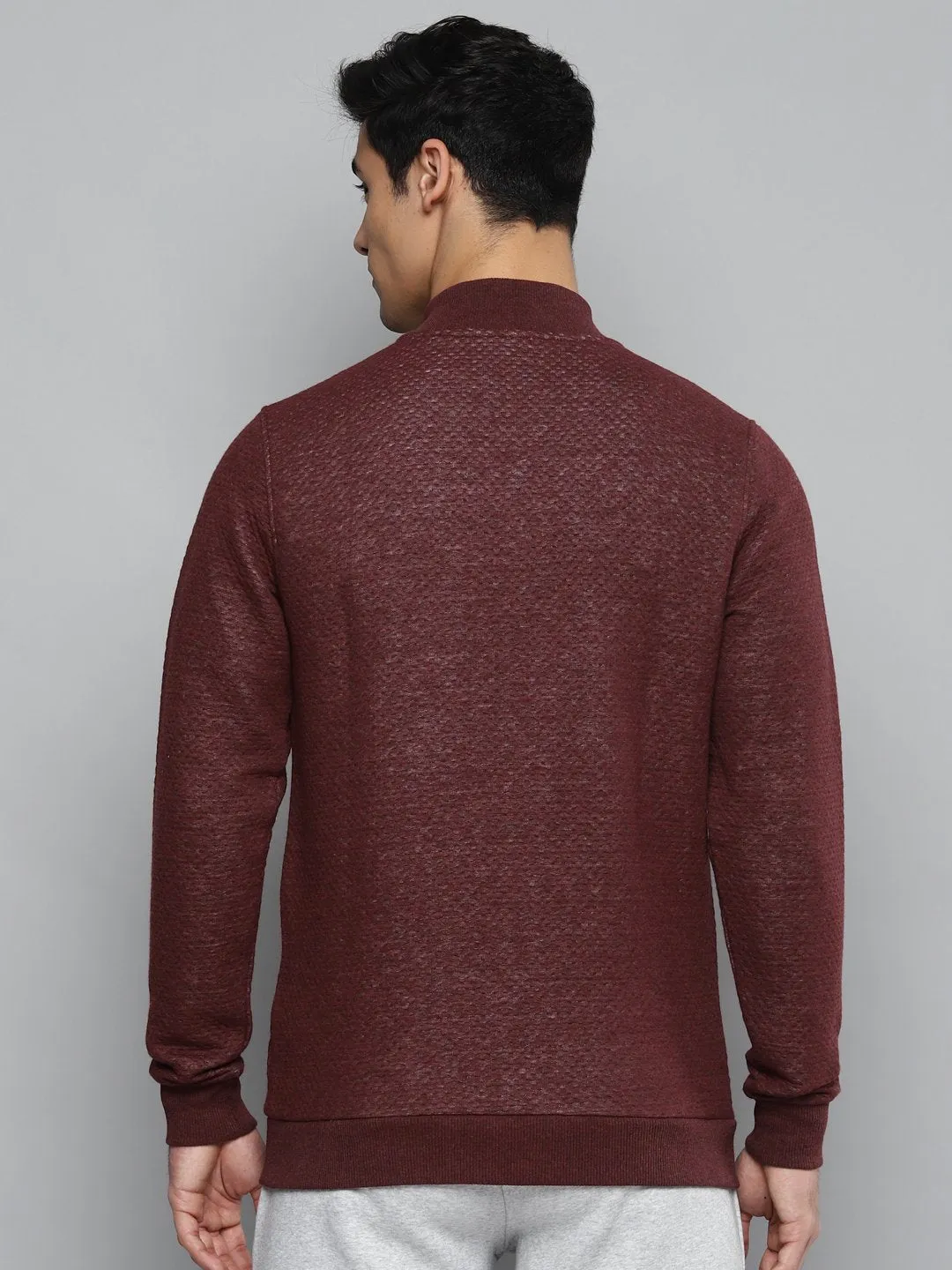 Alcis Men Burgundy Solid Cotton Jacket