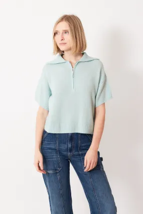 Allude Half Sleeve Half Zip Cashmere Polo Neck Sweater