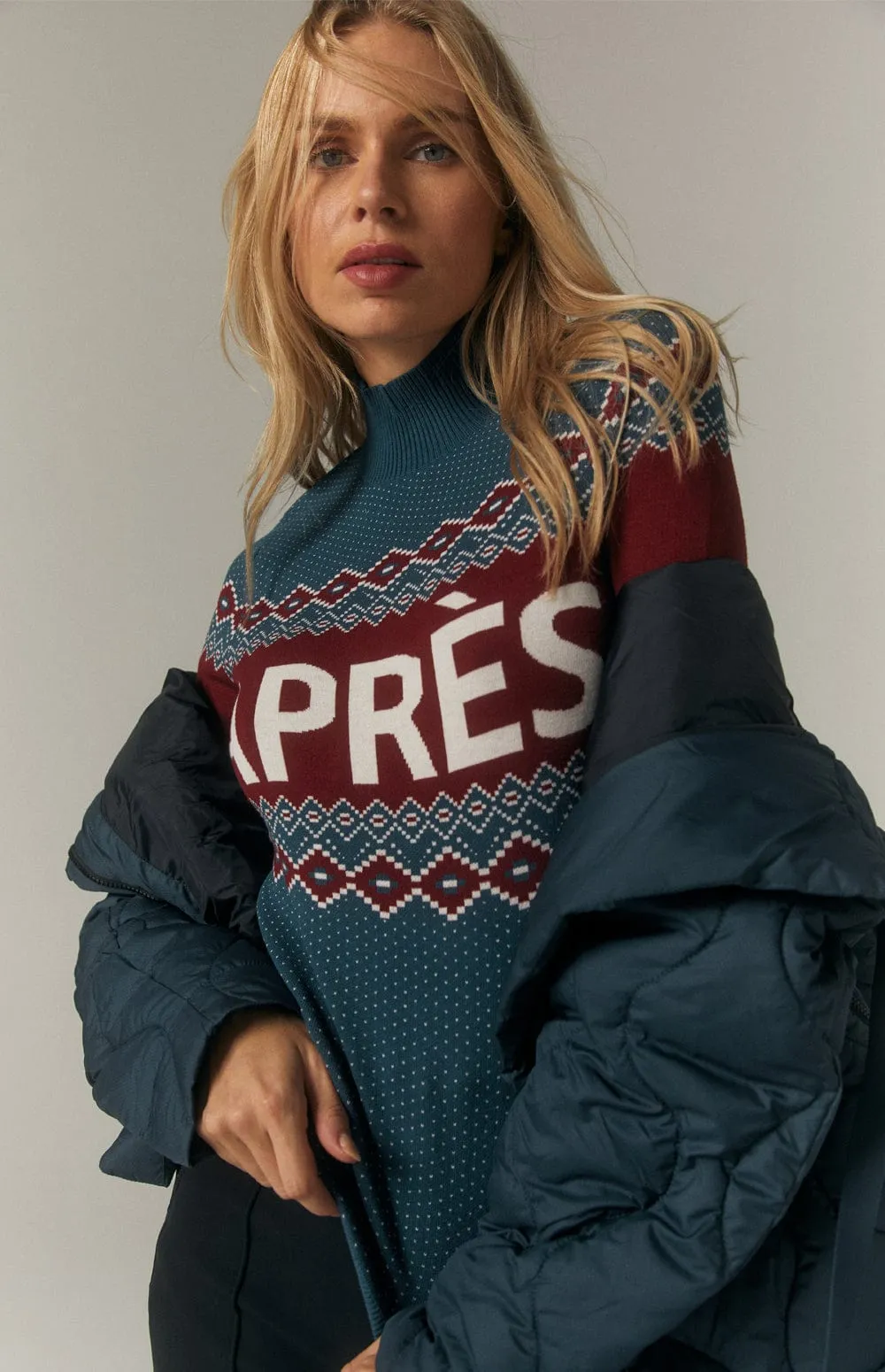 Aurora Mock Neck Sweater | Teal Blue