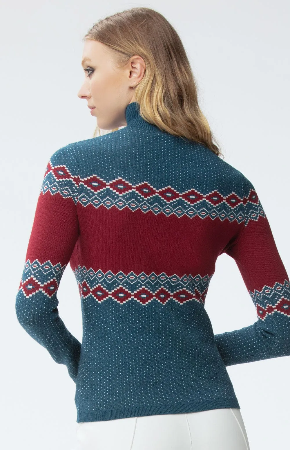 Aurora Mock Neck Sweater | Teal Blue