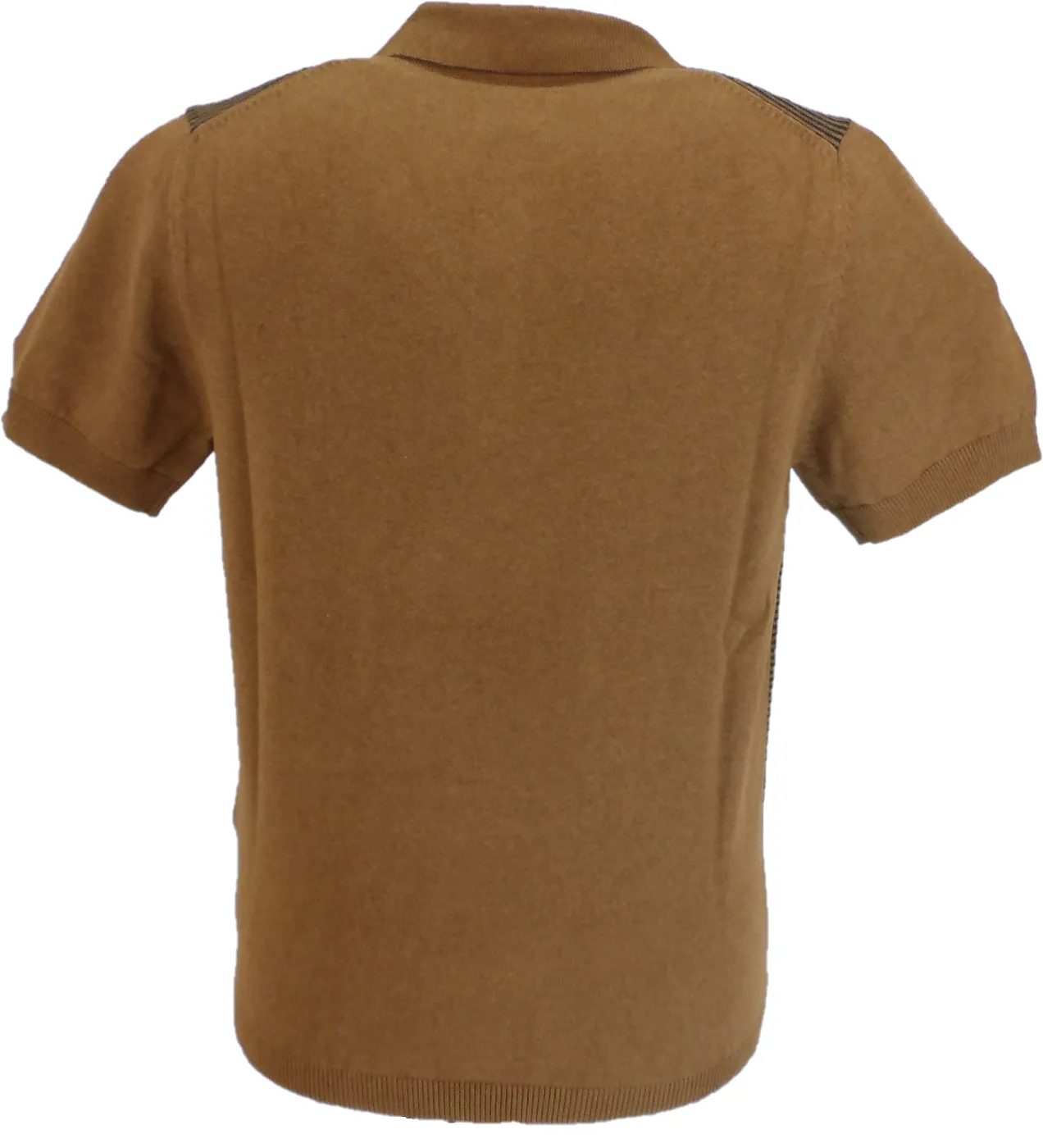 Ben Sherman Ginger Brown Knitted Intarsia Mod Polo Shirt