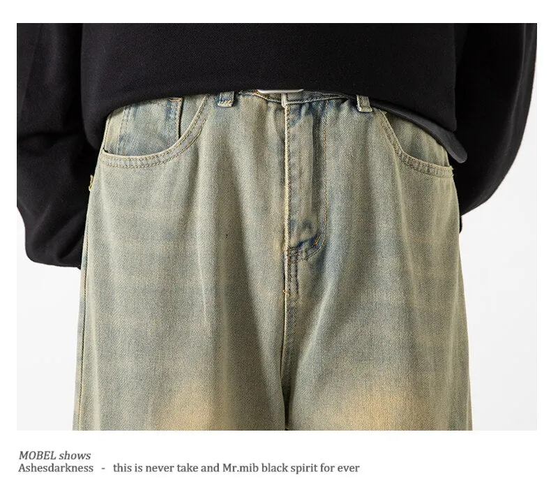 Bonsir Baggy Cargo Jeans big pocket Trousers Male Denim Pants Flared Pant women's Jeans Loose Casual Streetwear Hip Hop Harajuku