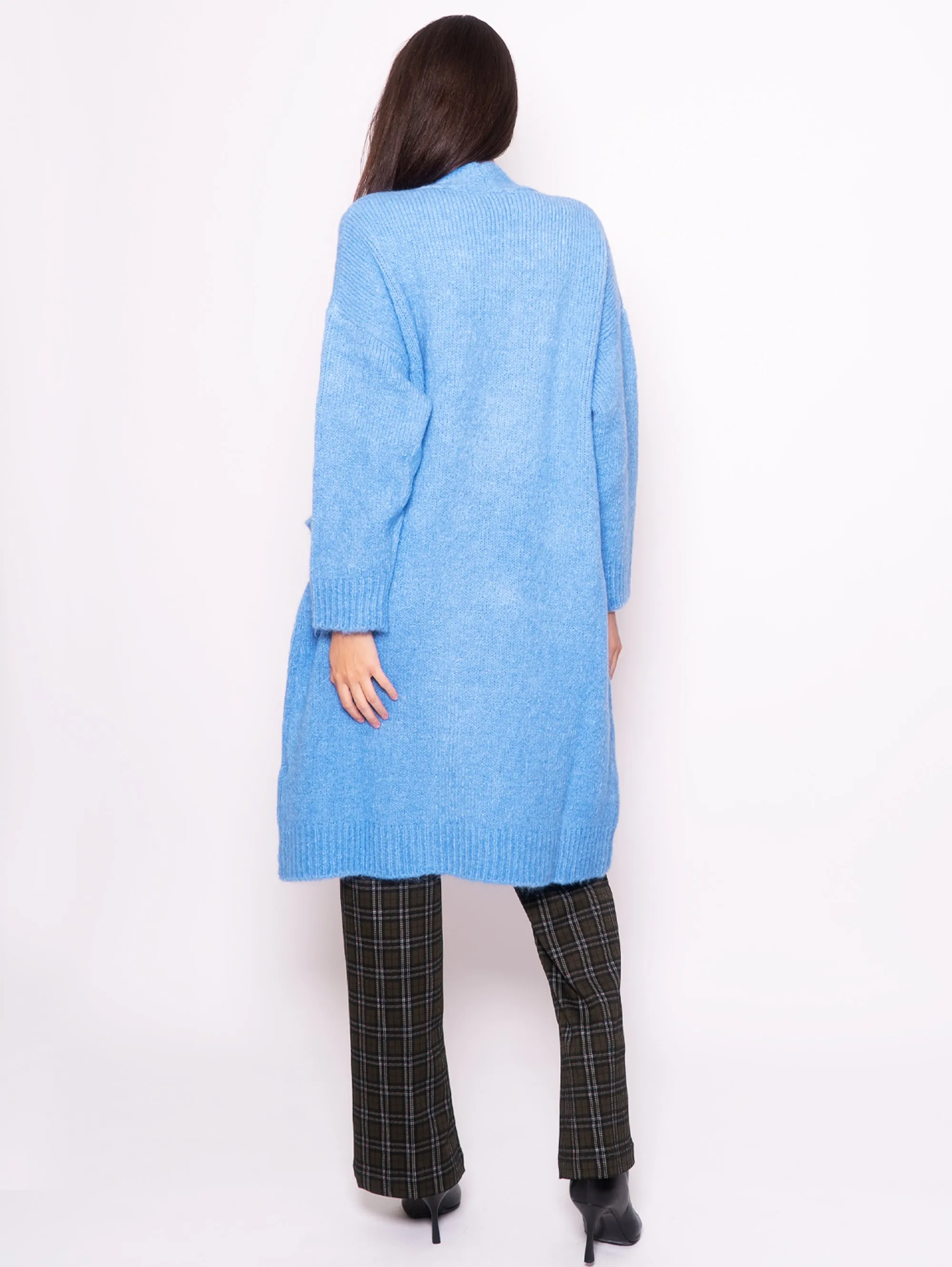 Cardigan Lungo in Mohair Blu