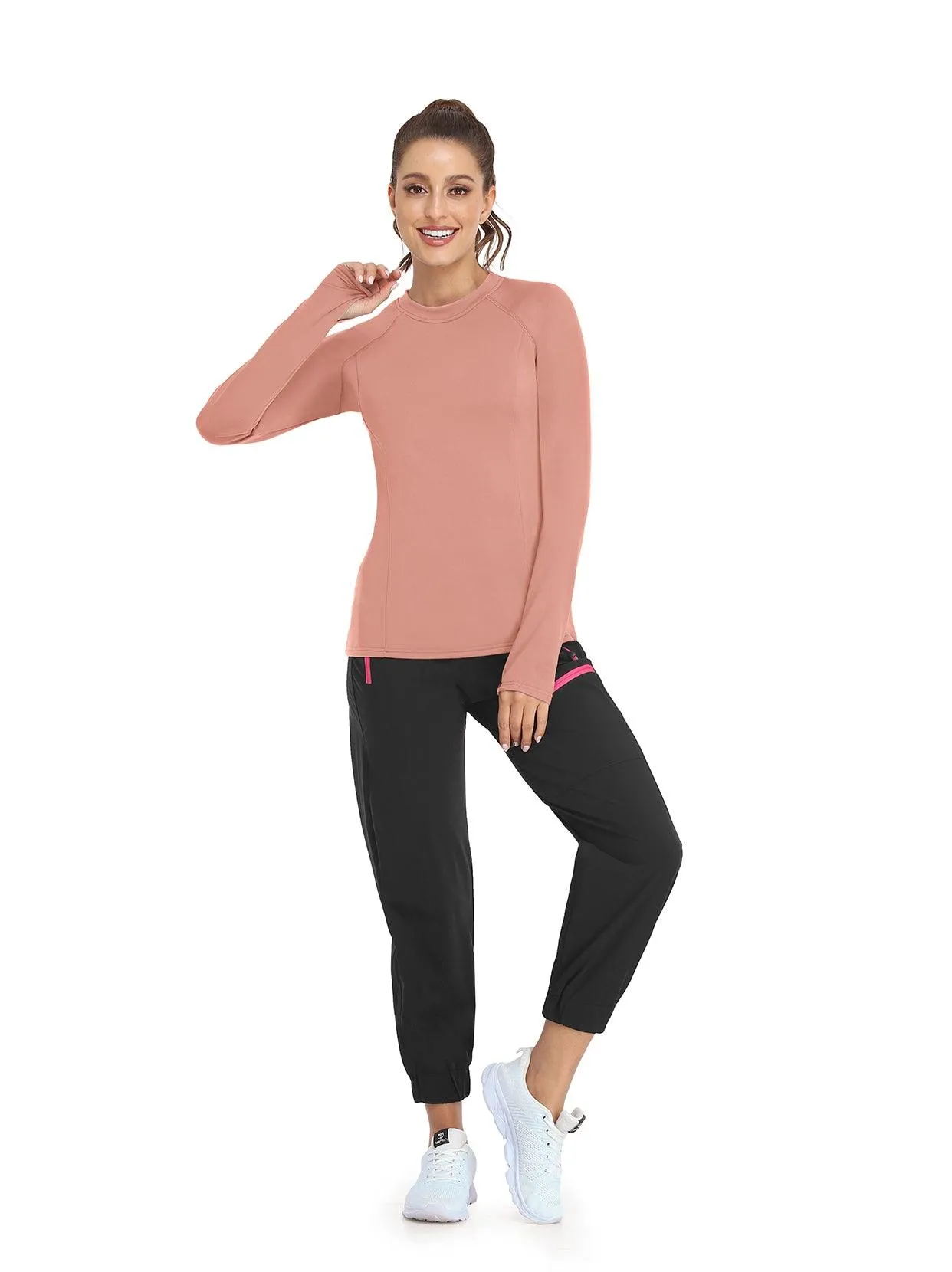 Crew-neck Long-sleeved Fleece top for Women