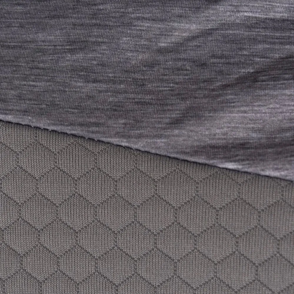 Island Green 1/4 Zip Pullover with Panelling - Grey Marl/Charcoal