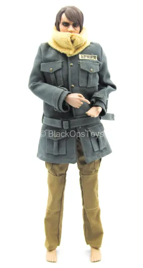 Jacket w/Fur-Like Collar & Brown Pants