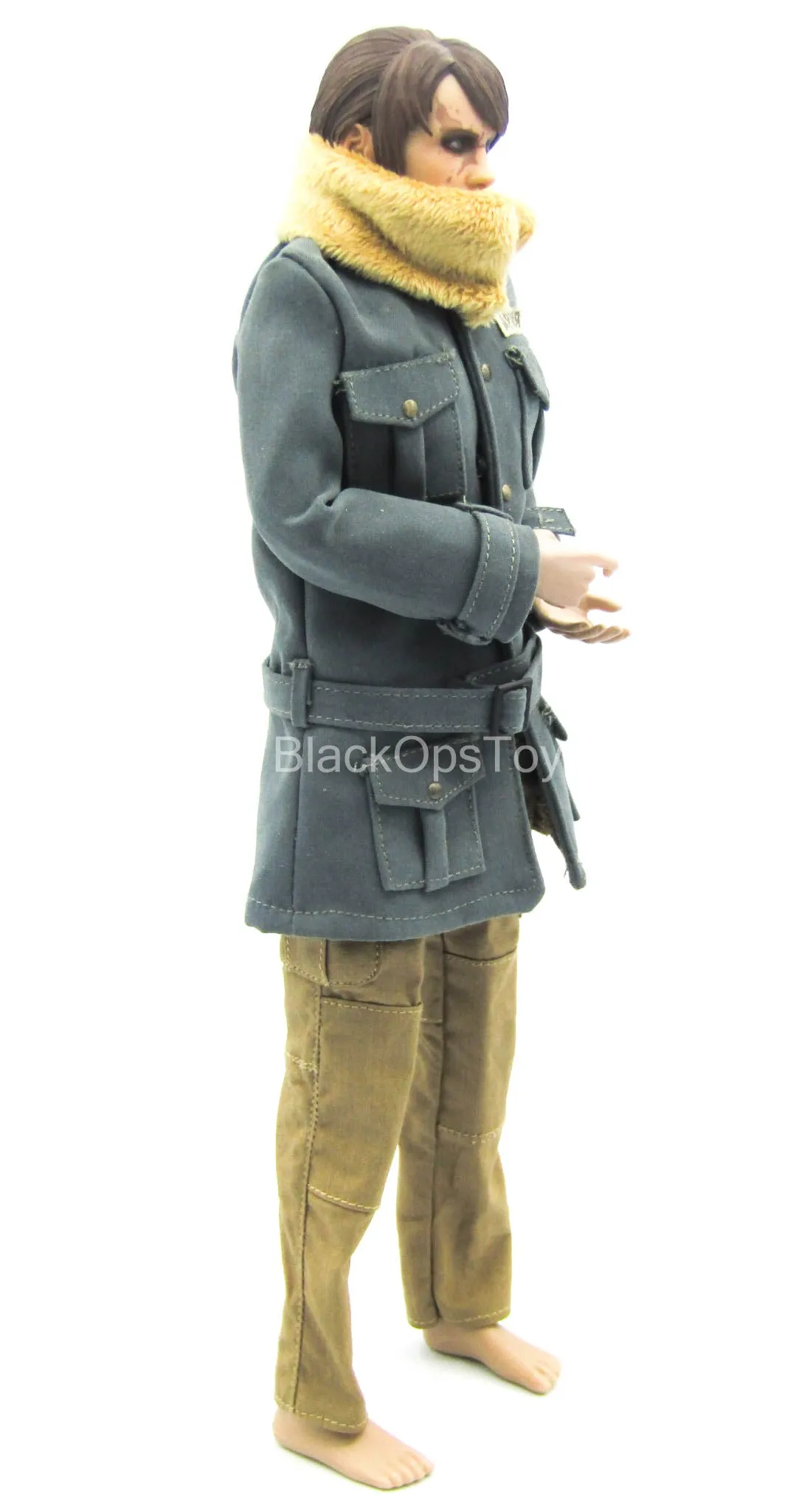 Jacket w/Fur-Like Collar & Brown Pants