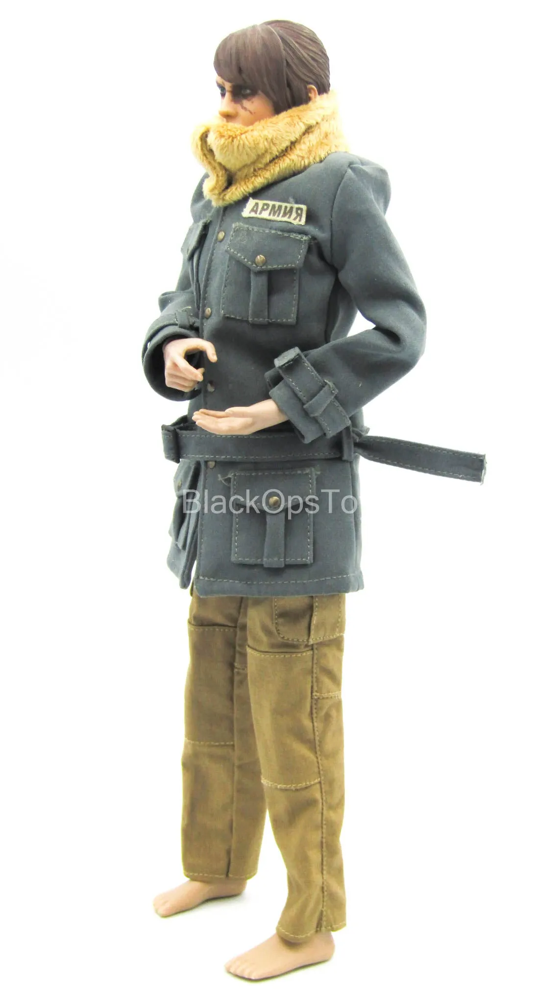 Jacket w/Fur-Like Collar & Brown Pants