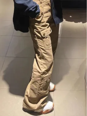 Joskaa American Retro Street Flared Jeans for Women Y2k E-Girl High Waist Straight Cargo Pants 2024 Spring New Loose Wide Leg
