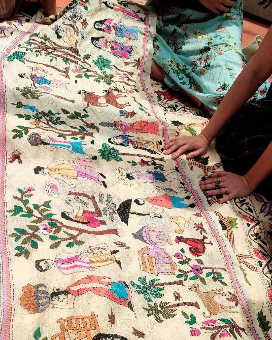 Lilac Upcycled Kantha Patchwork Trousers