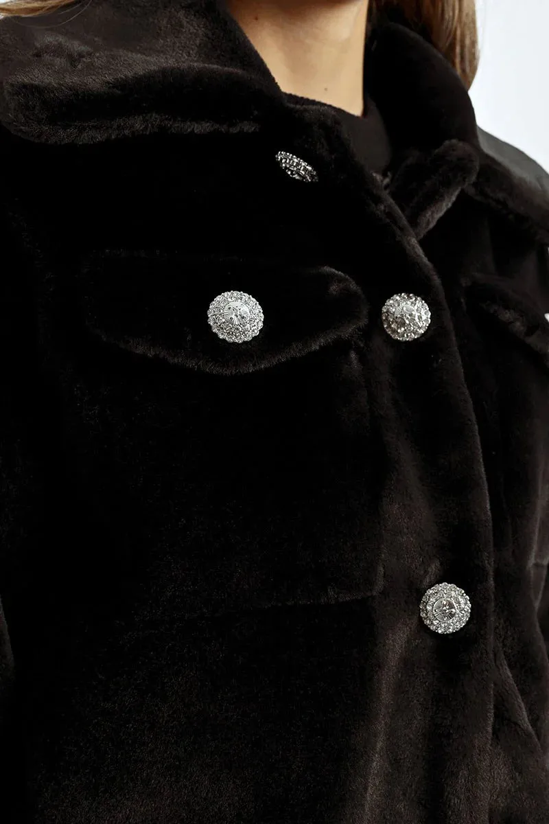 Lili Sidonio Black Faux Fur Jacket