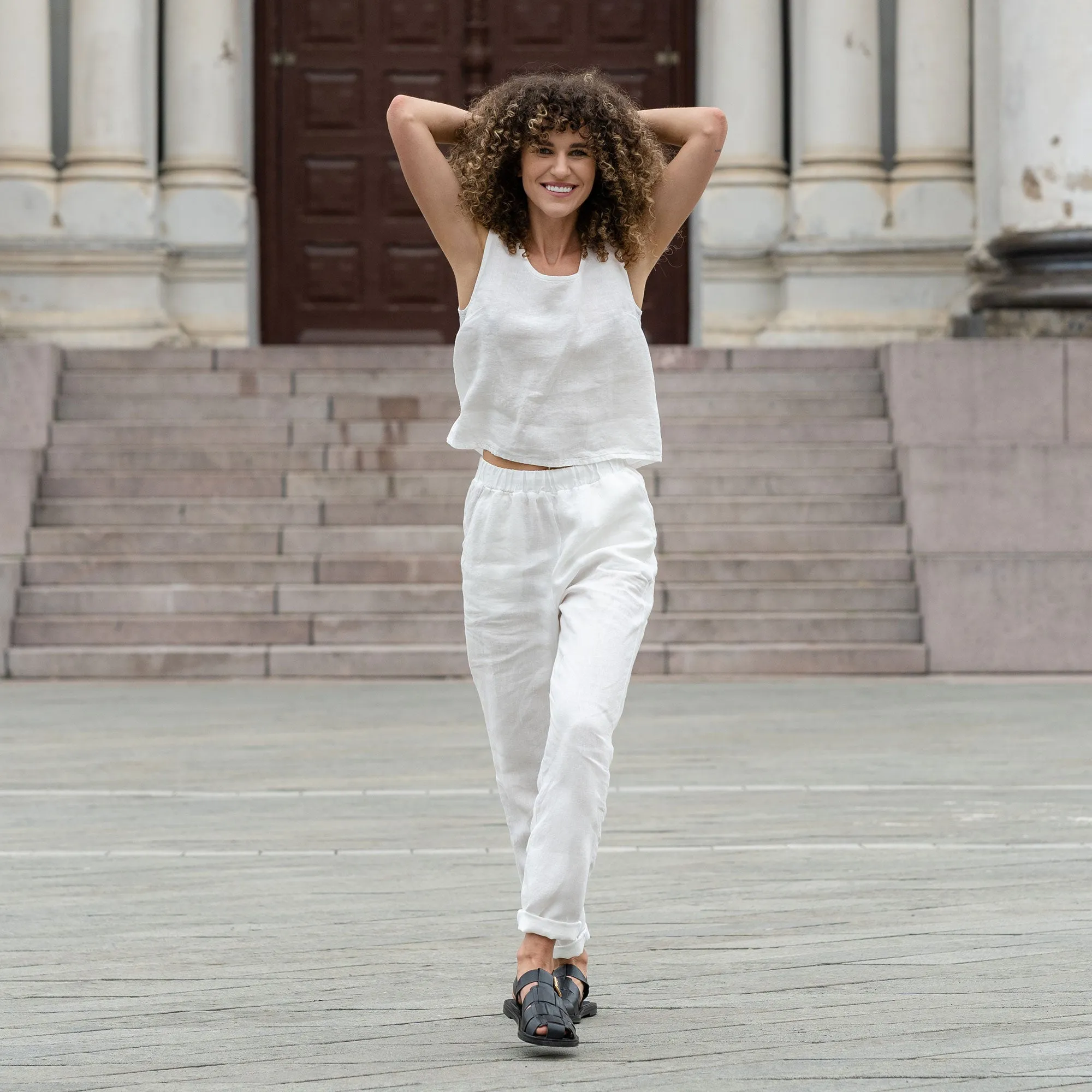 Linen Crop Top & Pants 2-Piece