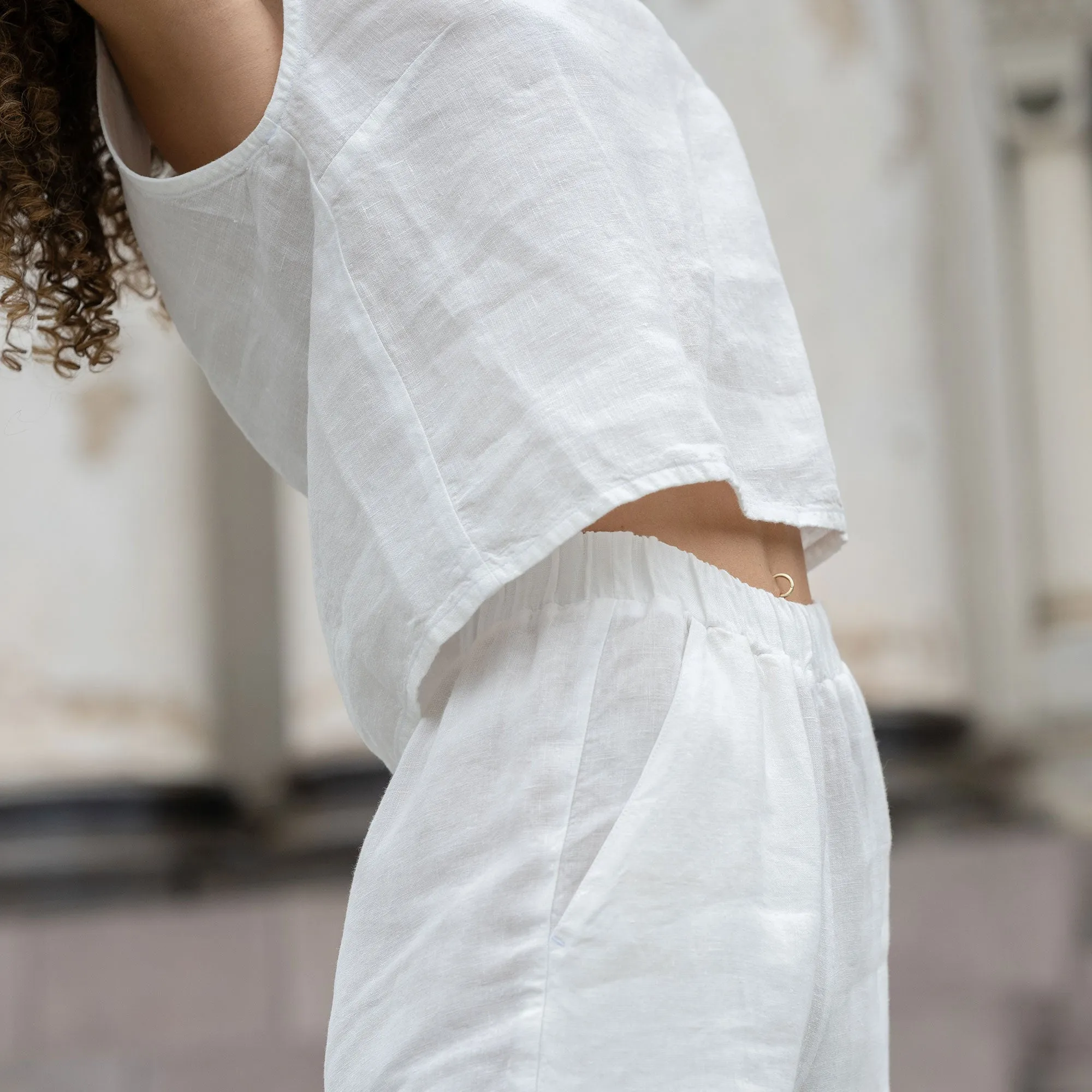 Linen Crop Top & Pants 2-Piece
