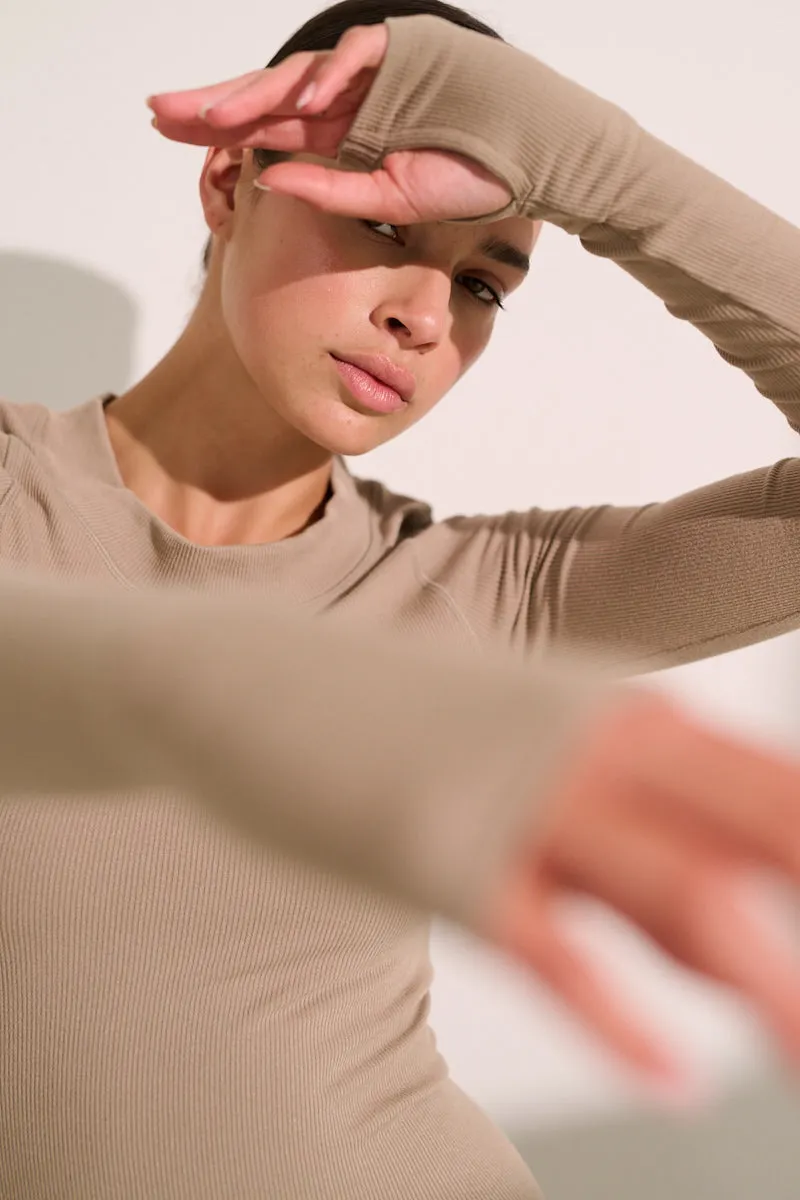 MAIA MicroModal soft rib longsleeve - Dune