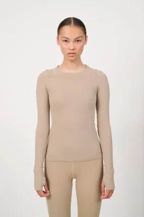 MAIA MicroModal soft rib longsleeve - Dune