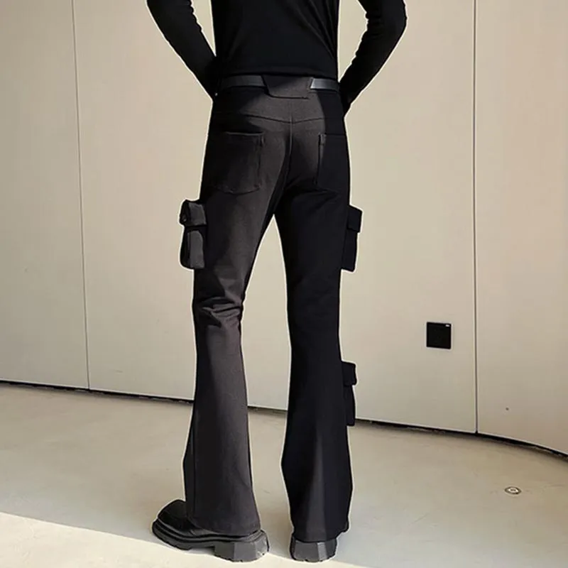 Mid-Low Rise Slim Cargo Pockets Flared Pants