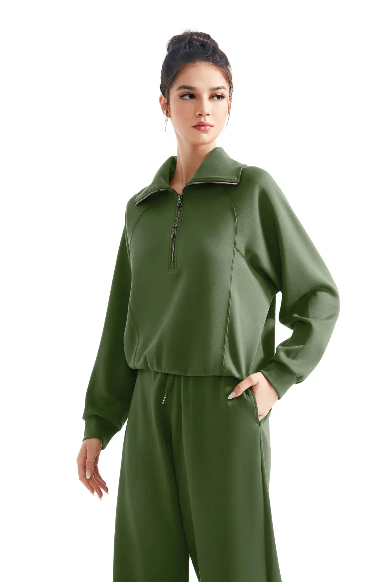 Modal Half Zip Collar Lounge Set