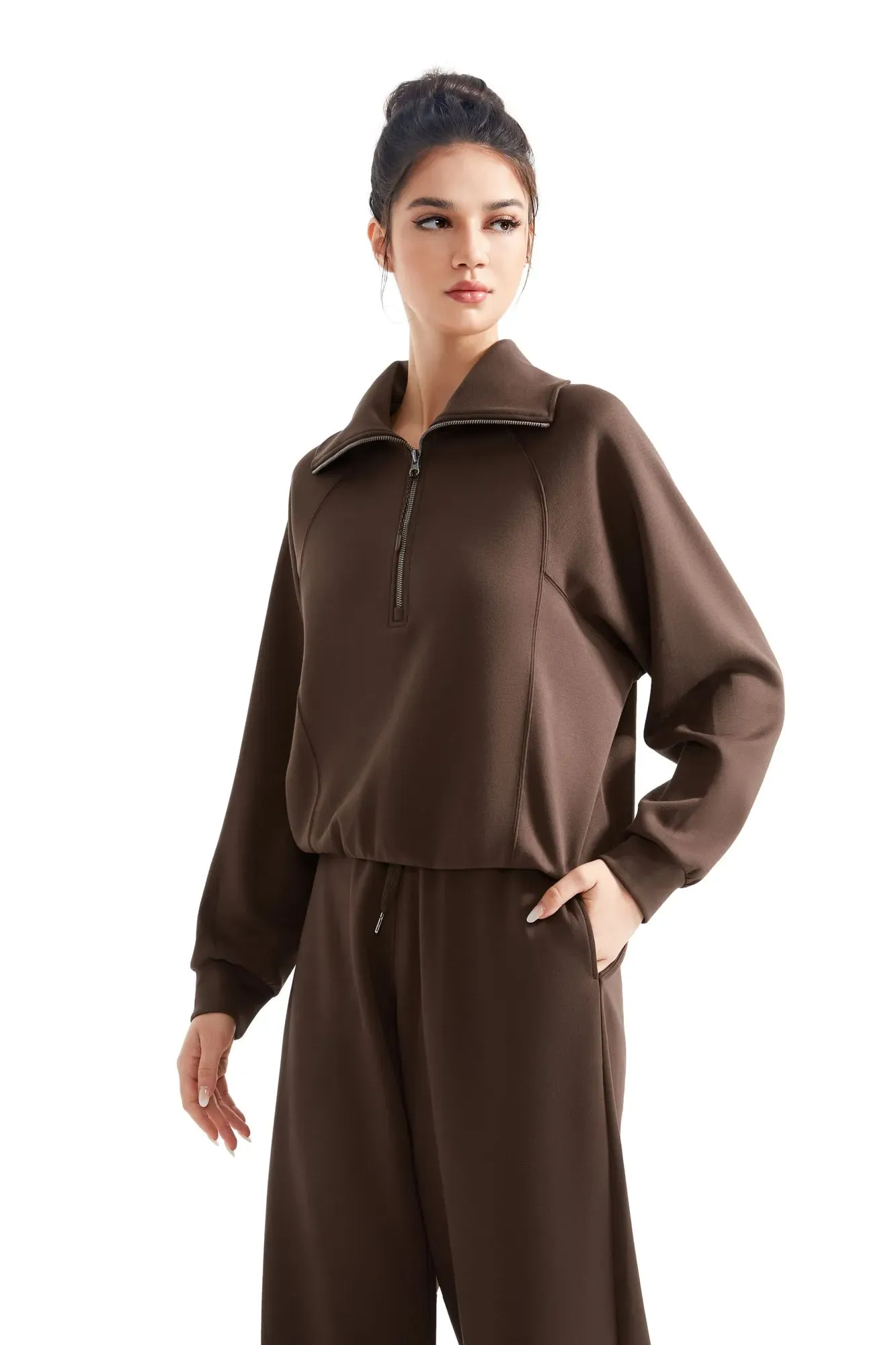Modal Half Zip Collar Lounge Set