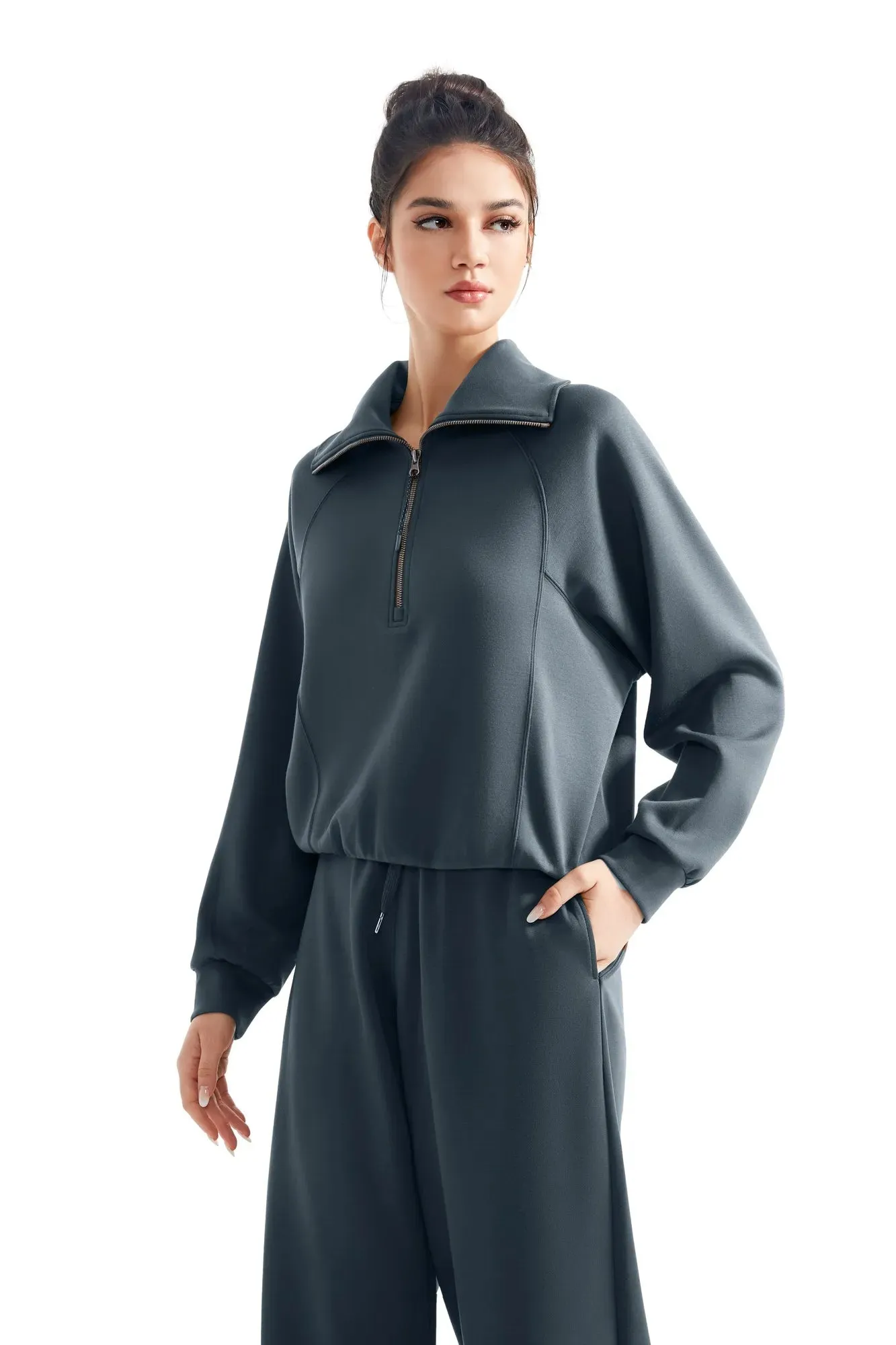 Modal Half Zip Collar Lounge Set