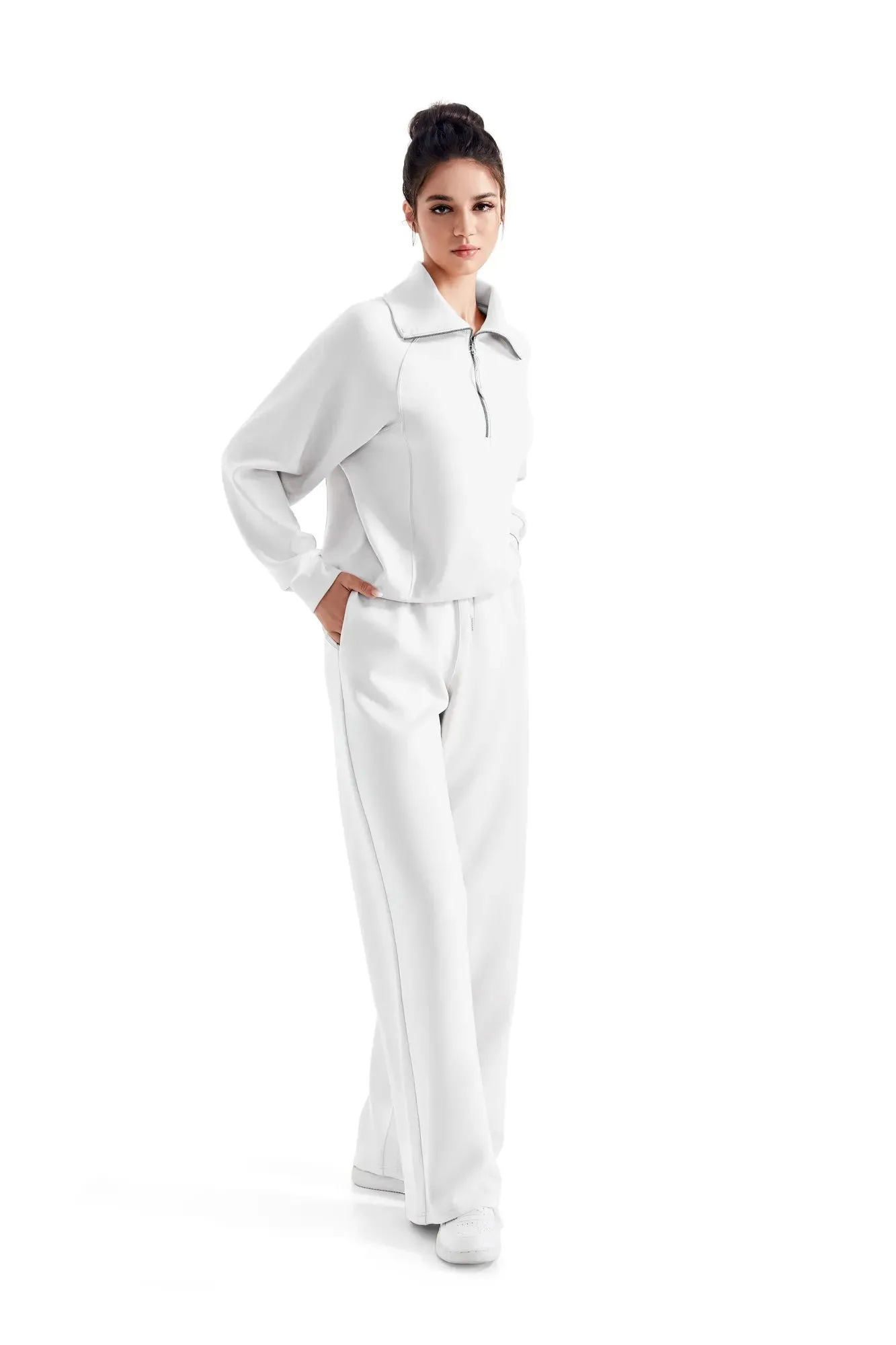 Modal Half Zip Collar Lounge Set