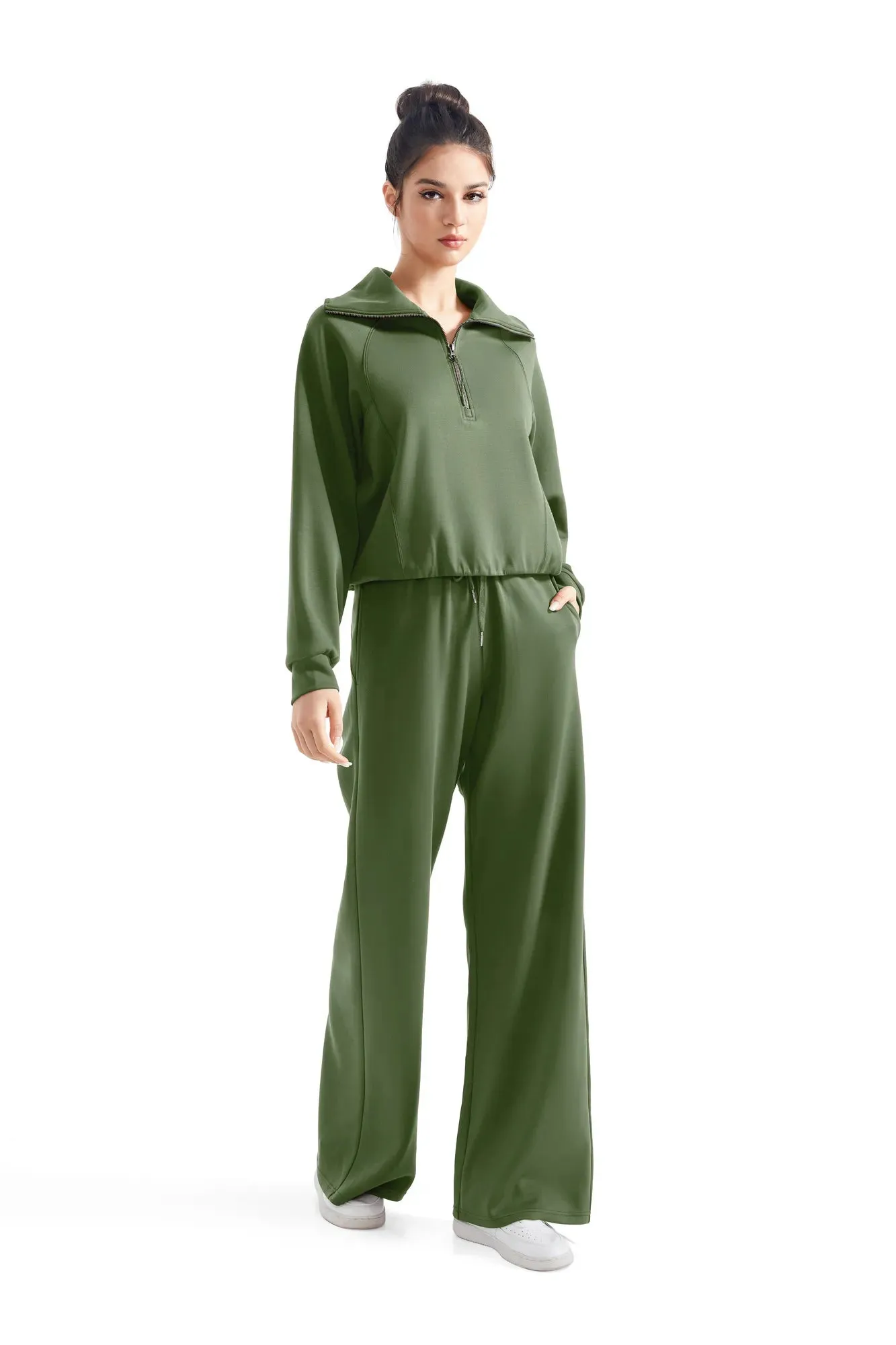 Modal Half Zip Collar Lounge Set