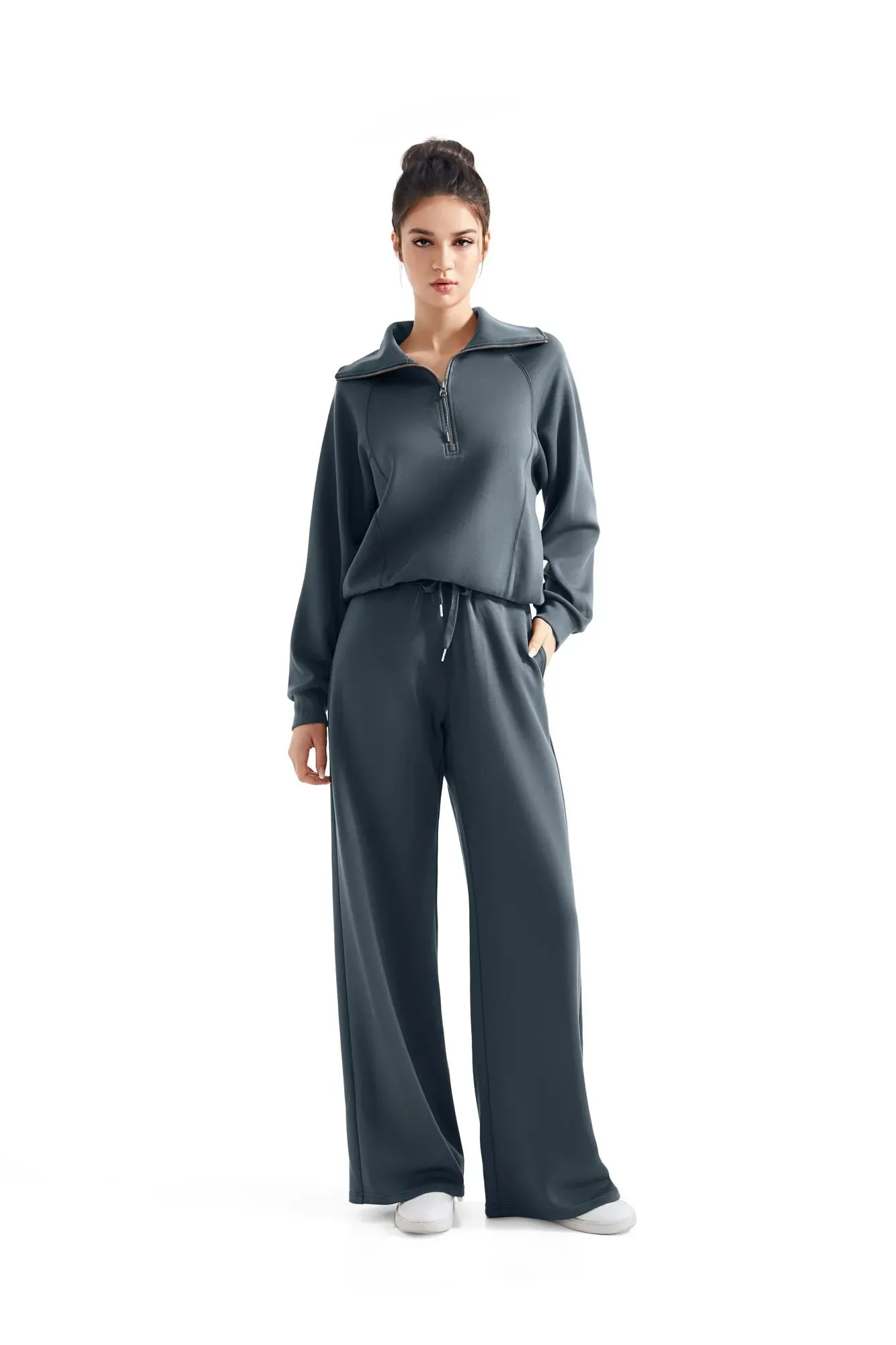 Modal Half Zip Collar Lounge Set