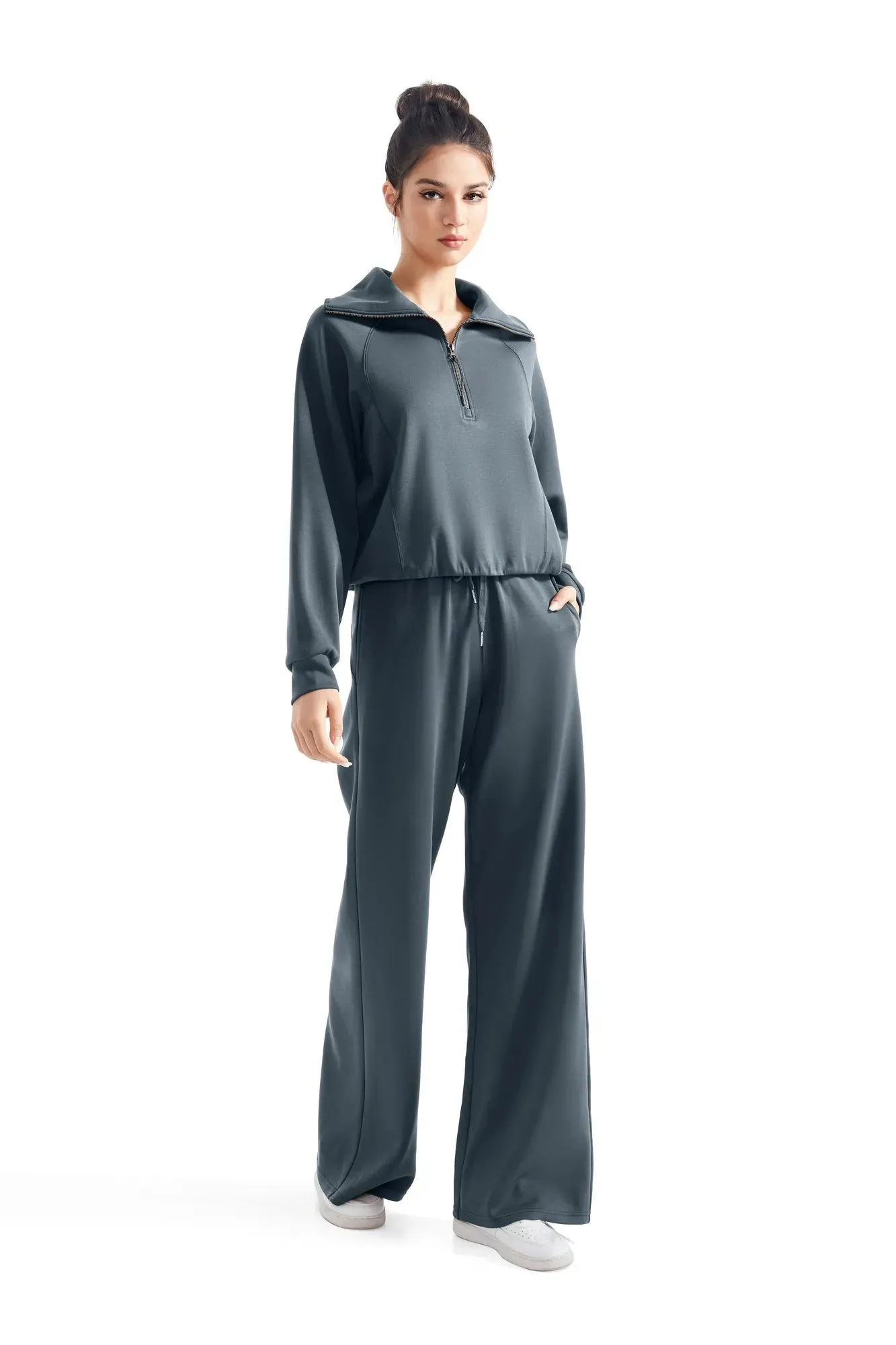 Modal Half Zip Collar Lounge Set