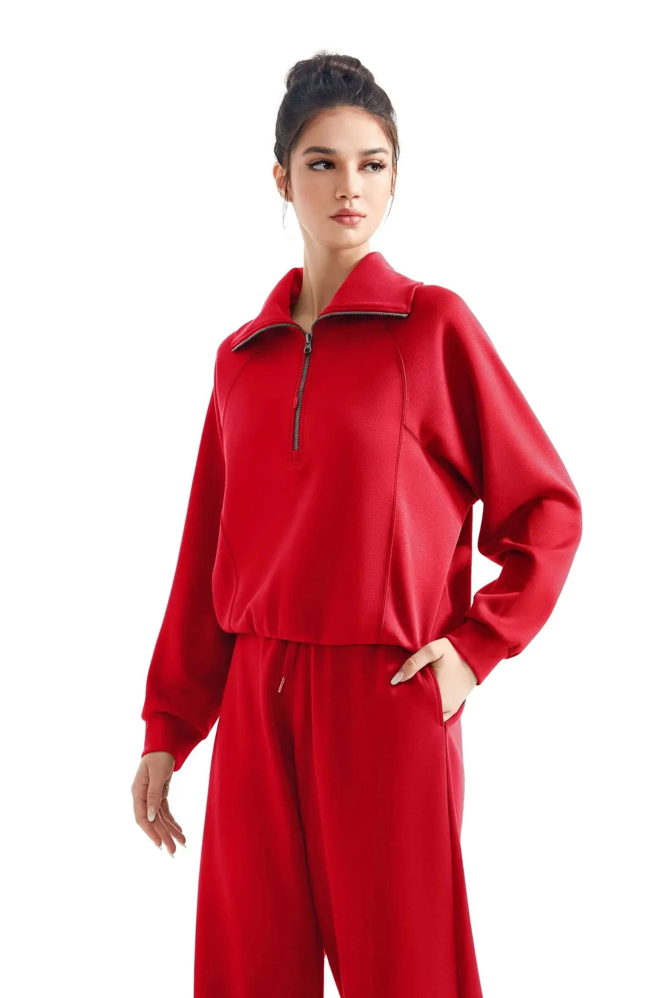 Modal Half Zip Collar Lounge Set