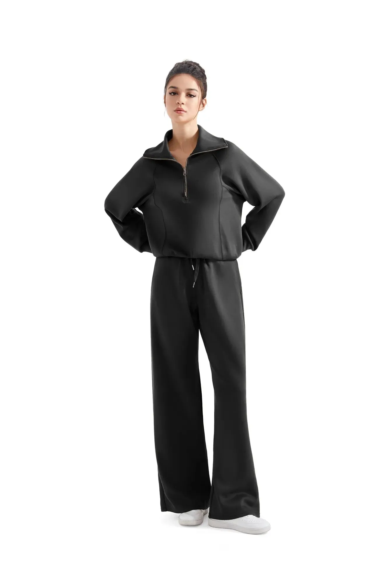 Modal Half Zip Collar Lounge Set
