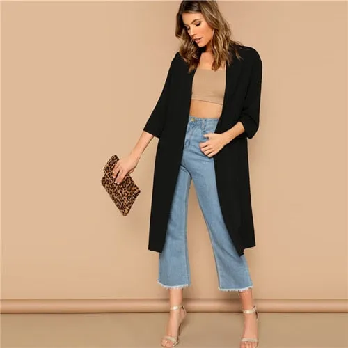Plain Longline Kimono Cardigan