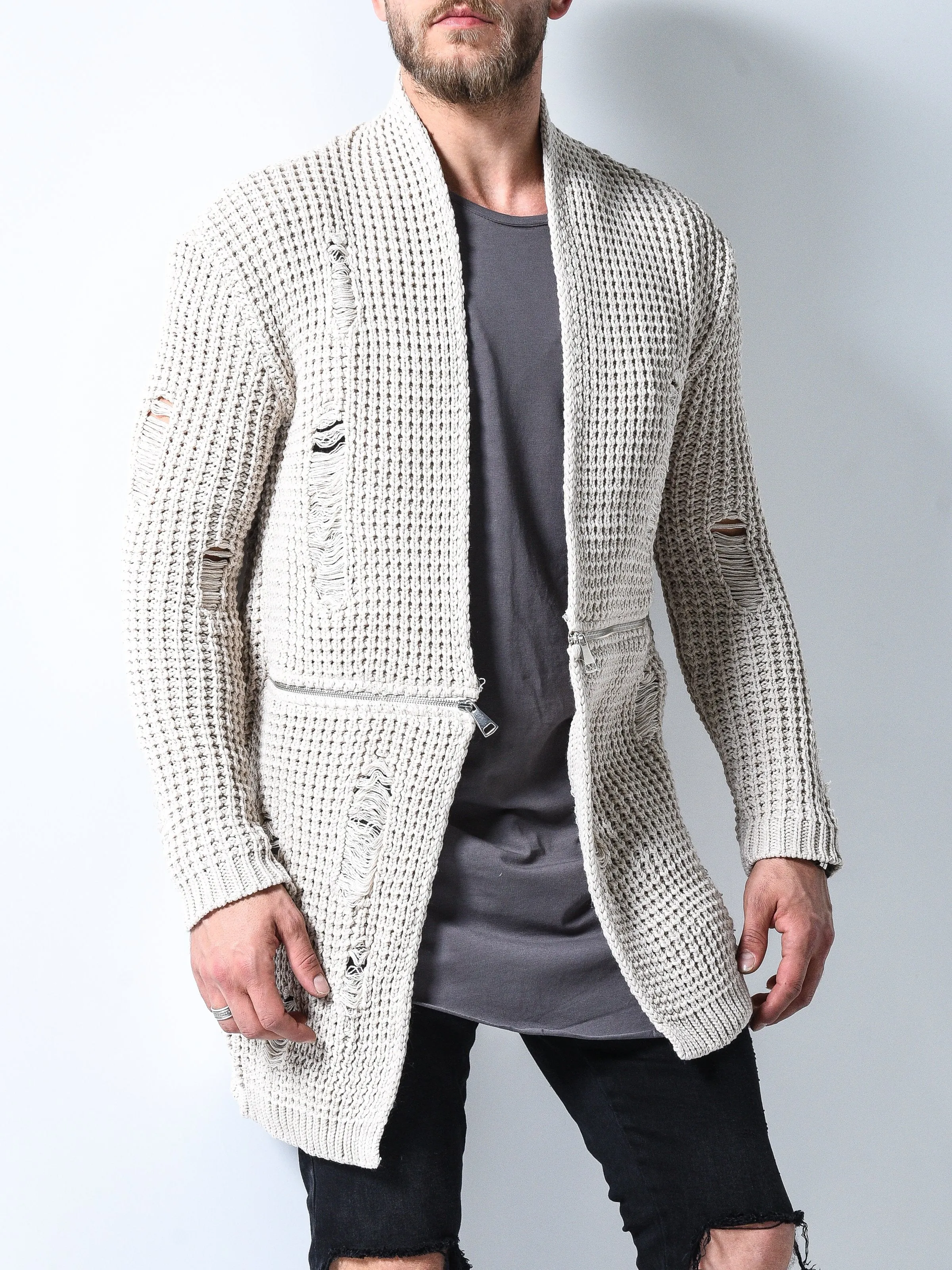 Repaired Cardigan w/ Zippers