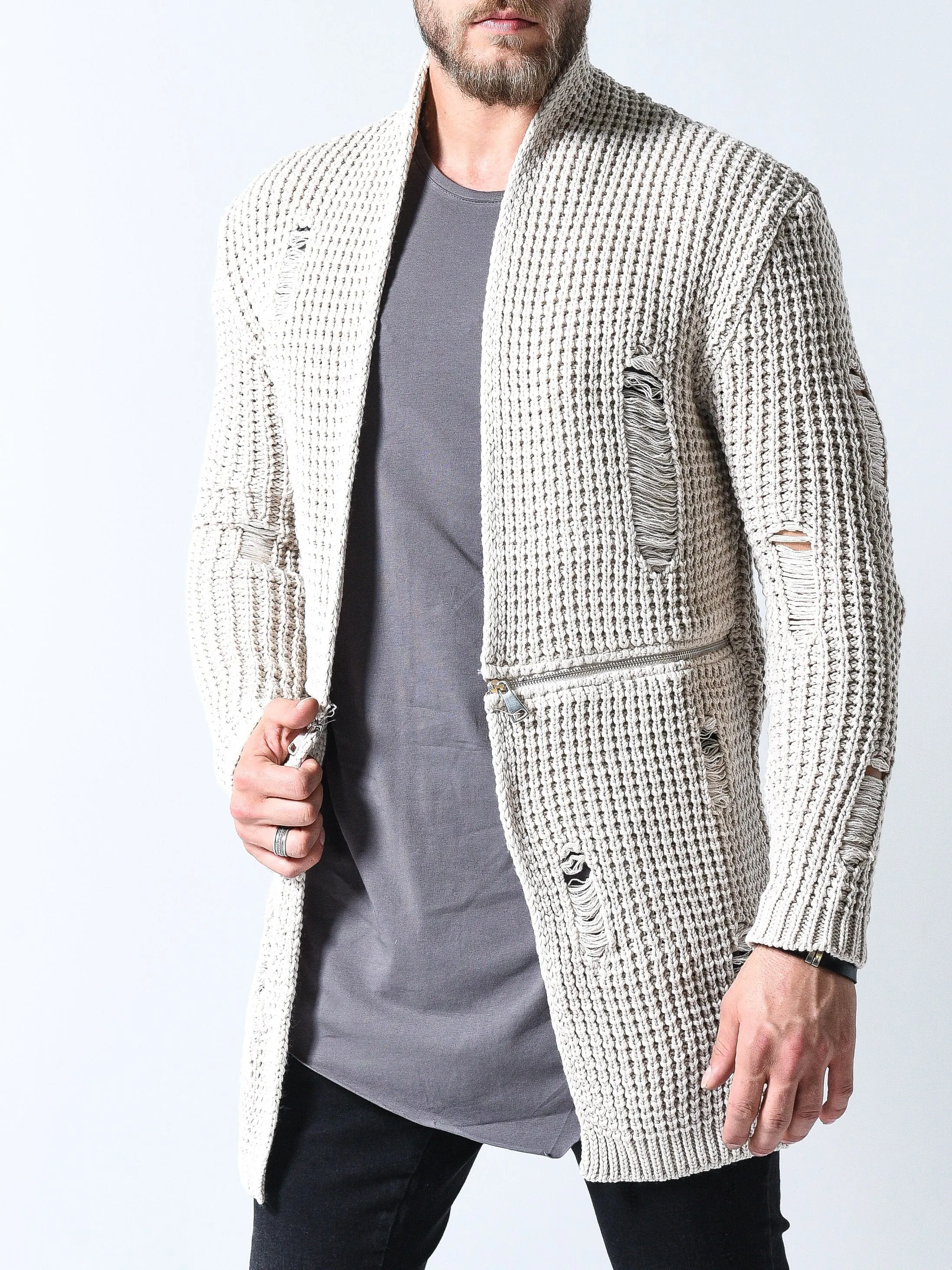 Repaired Cardigan w/ Zippers