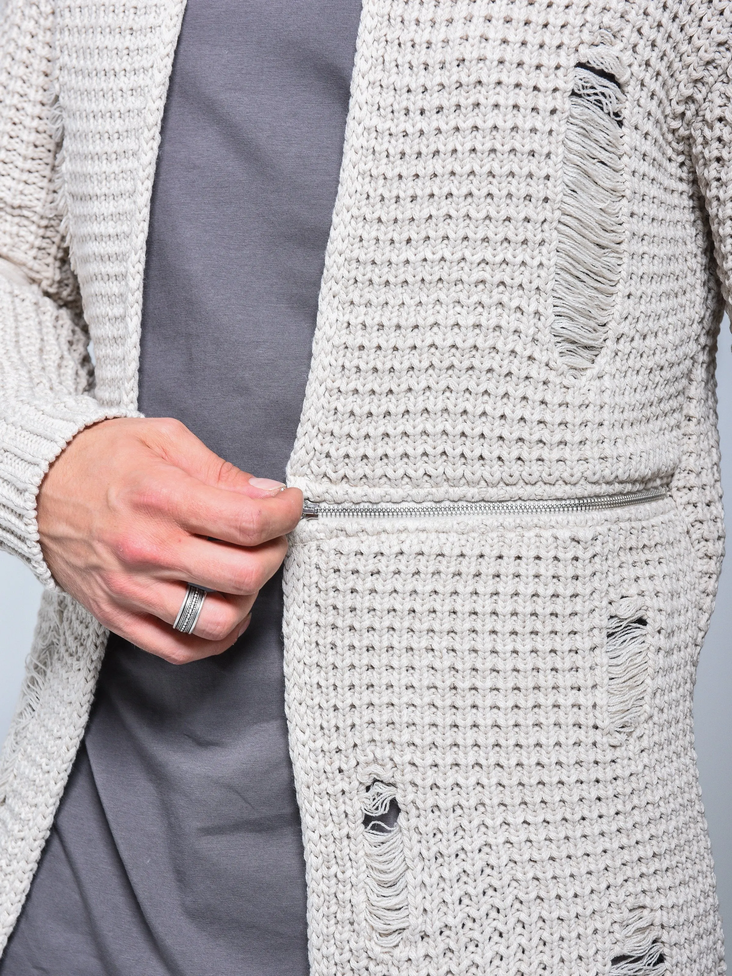 Repaired Cardigan w/ Zippers