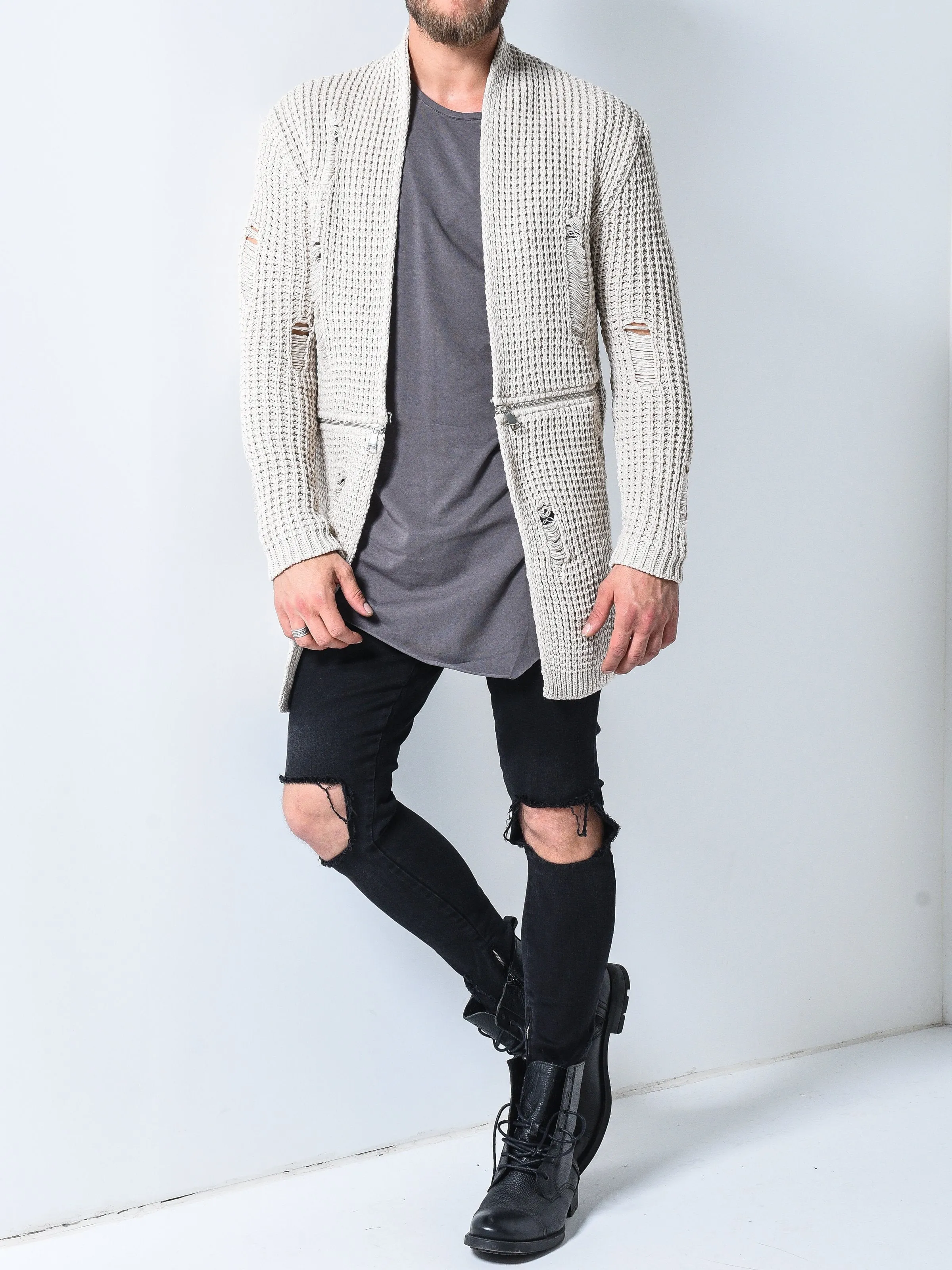 Repaired Cardigan w/ Zippers