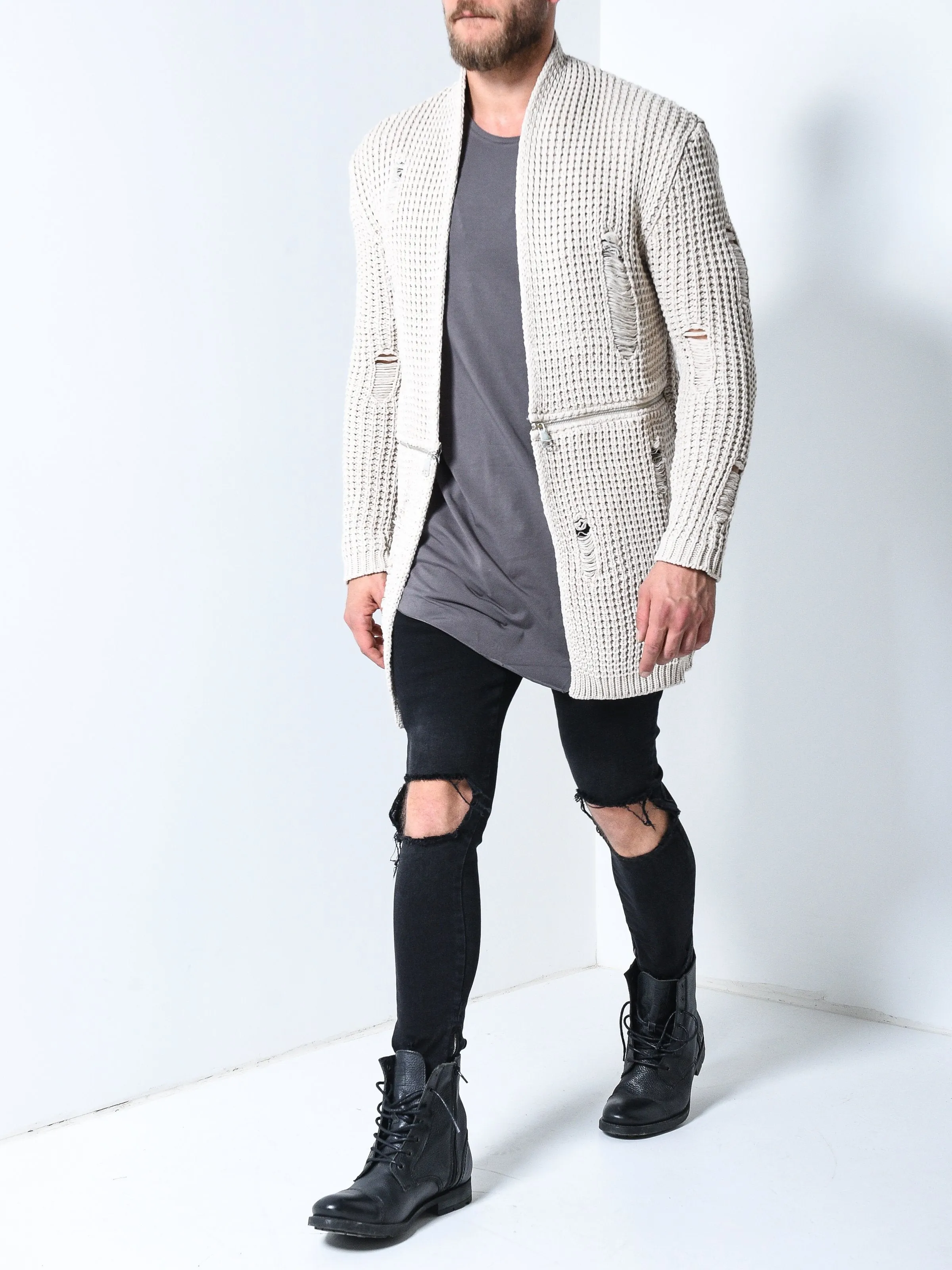 Repaired Cardigan w/ Zippers