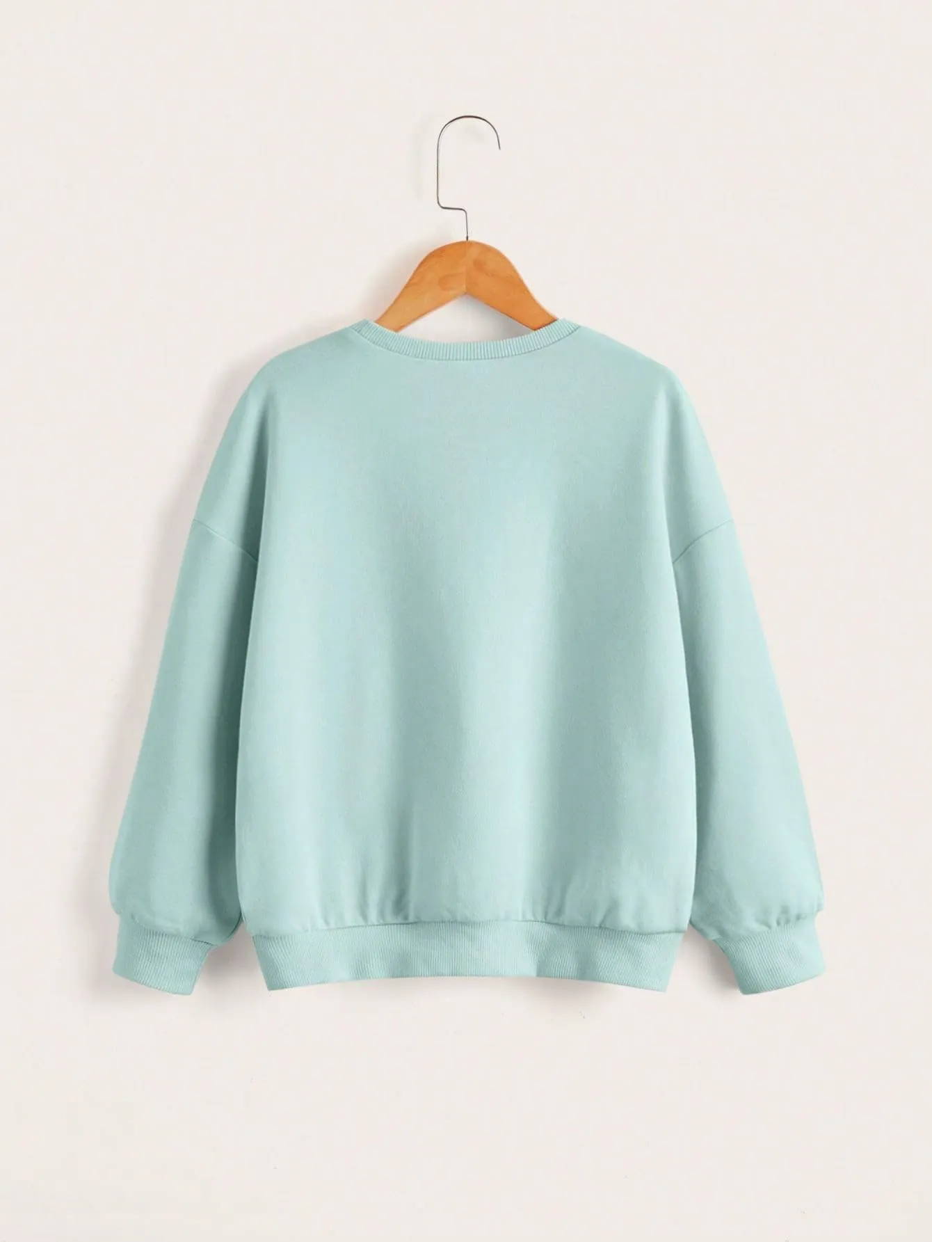 SHENHE Girl's Cute Graphic Crewneck Sweatshirt Long Sleeve Drop Shoulder Pullover Shirt Tops Mint Blue 11-12Y
