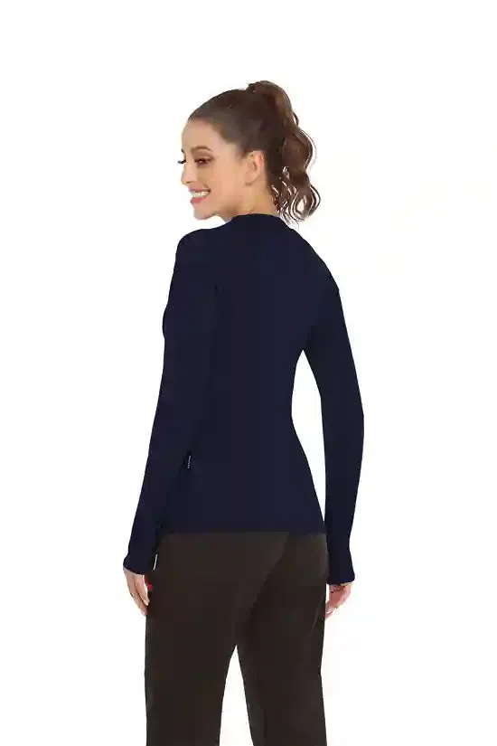 Solid Color Crew-neck Long-sleeve Fleece top for Women