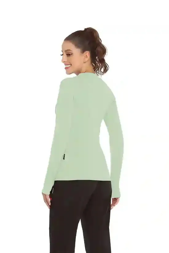 Solid Color Crew-neck Long-sleeve Fleece top for Women