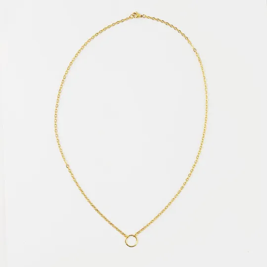 Stainless Steel O Ring Choker, Discreet Day Collar for Sub/slave. Gold Circle of O Necklace. BDSM Submissive
