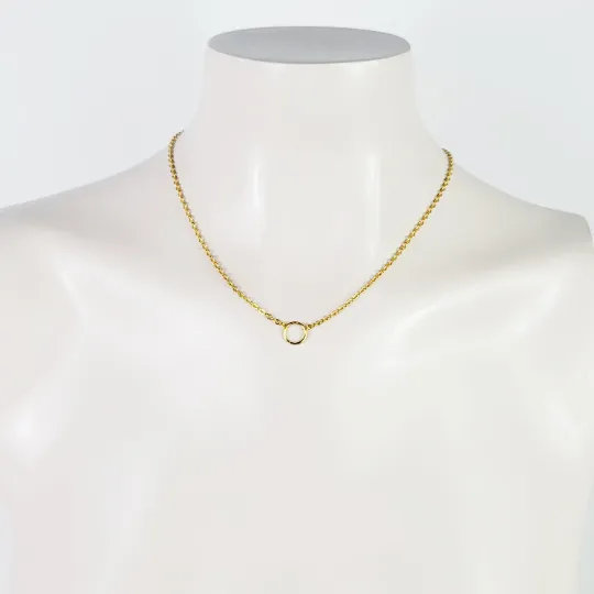 Stainless Steel O Ring Choker, Discreet Day Collar for Sub/slave. Gold Circle of O Necklace. BDSM Submissive