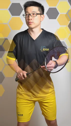 Sting BRR Top - Black with Brown - Badminton/Tennis/Squash T-Shirt and Shorts
