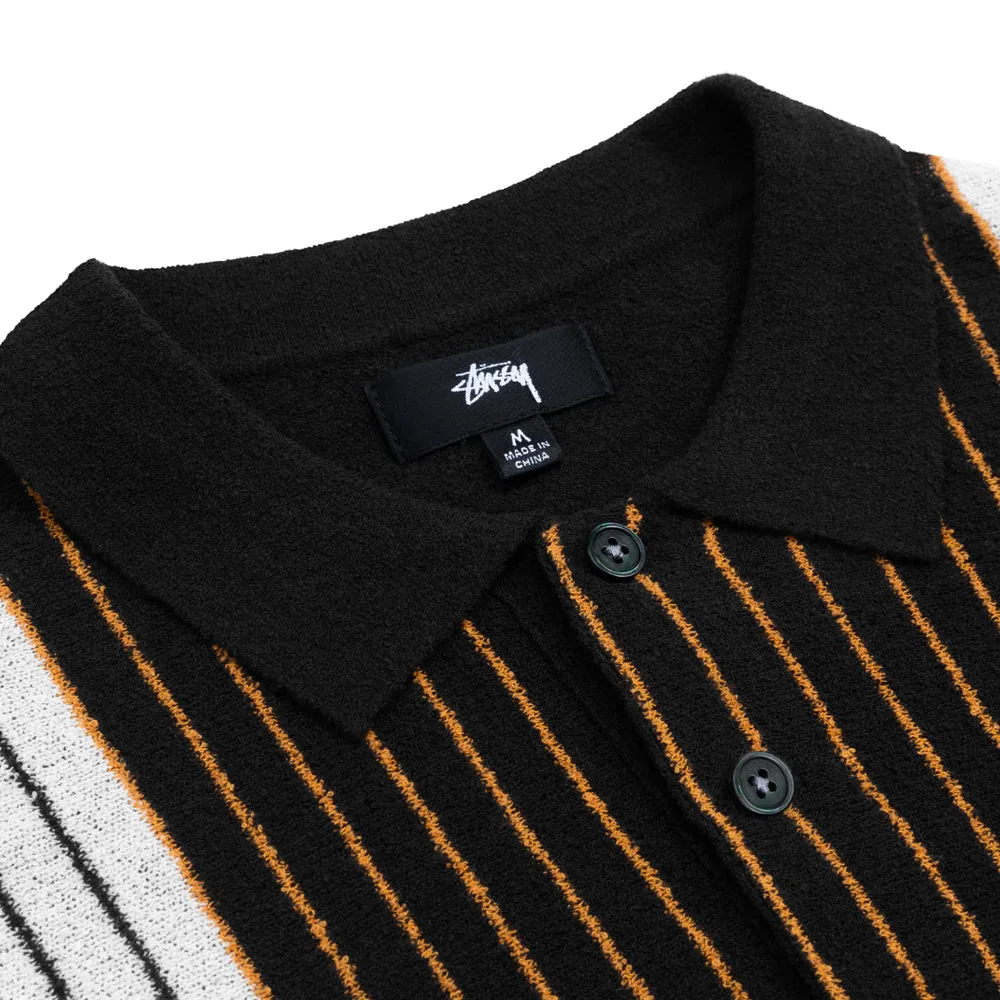 STÜSSY TEXTURED SS POLO SWEATER // BLACK STRIPE
