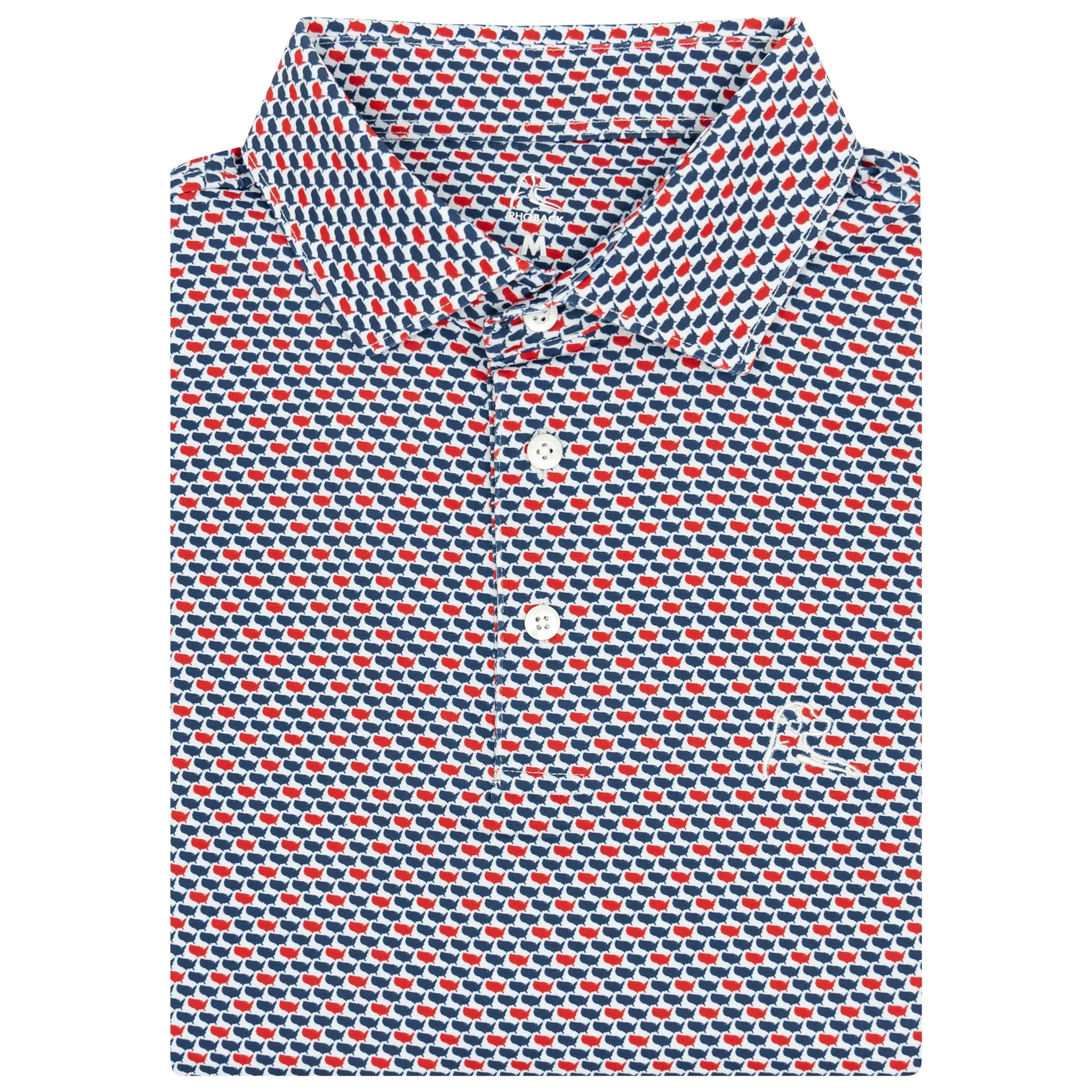 The 1776 | Performance Polo | The 1776 - Admiral Navy/Classic Red - USA