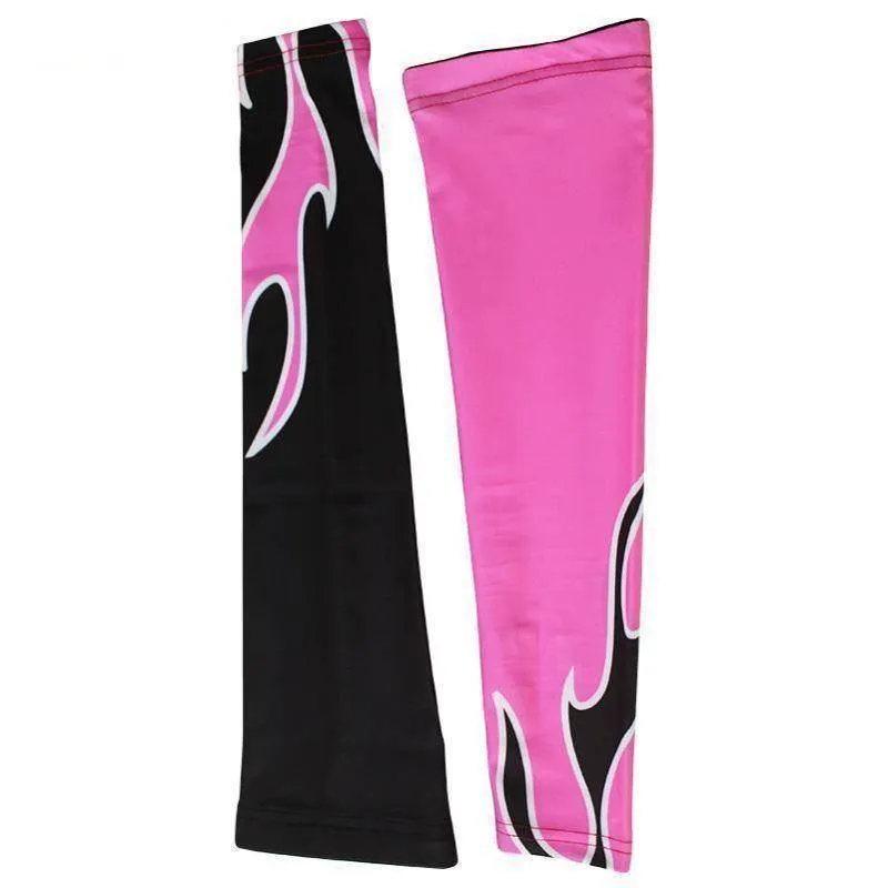 Unisex Pink Flame Quick Dry Cycling Arm-Warmers