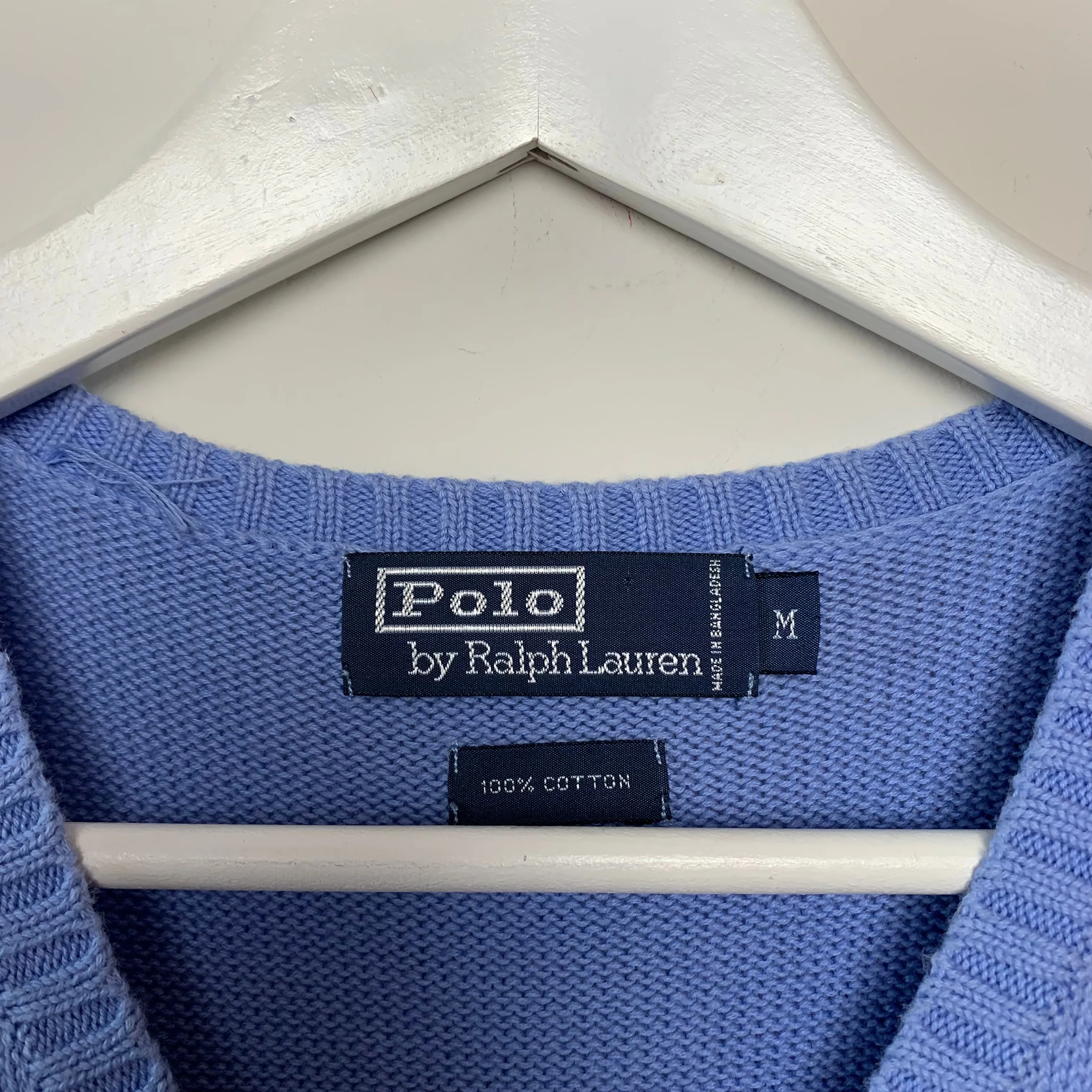Vintage 90s Polo by Ralph Lauren Sweater Vest Blue Single Striped Cotton Medium